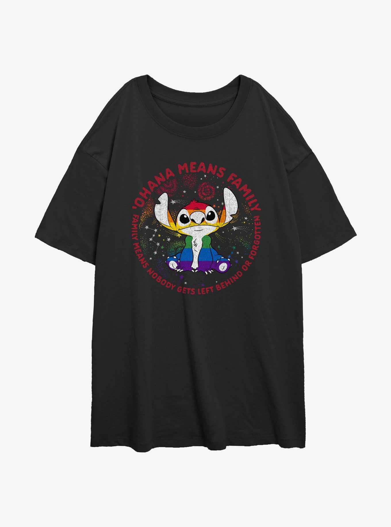 Disney Lilo & Stitch Ohana Pride Girls Oversized T-Shirt, BLACK, hi-res