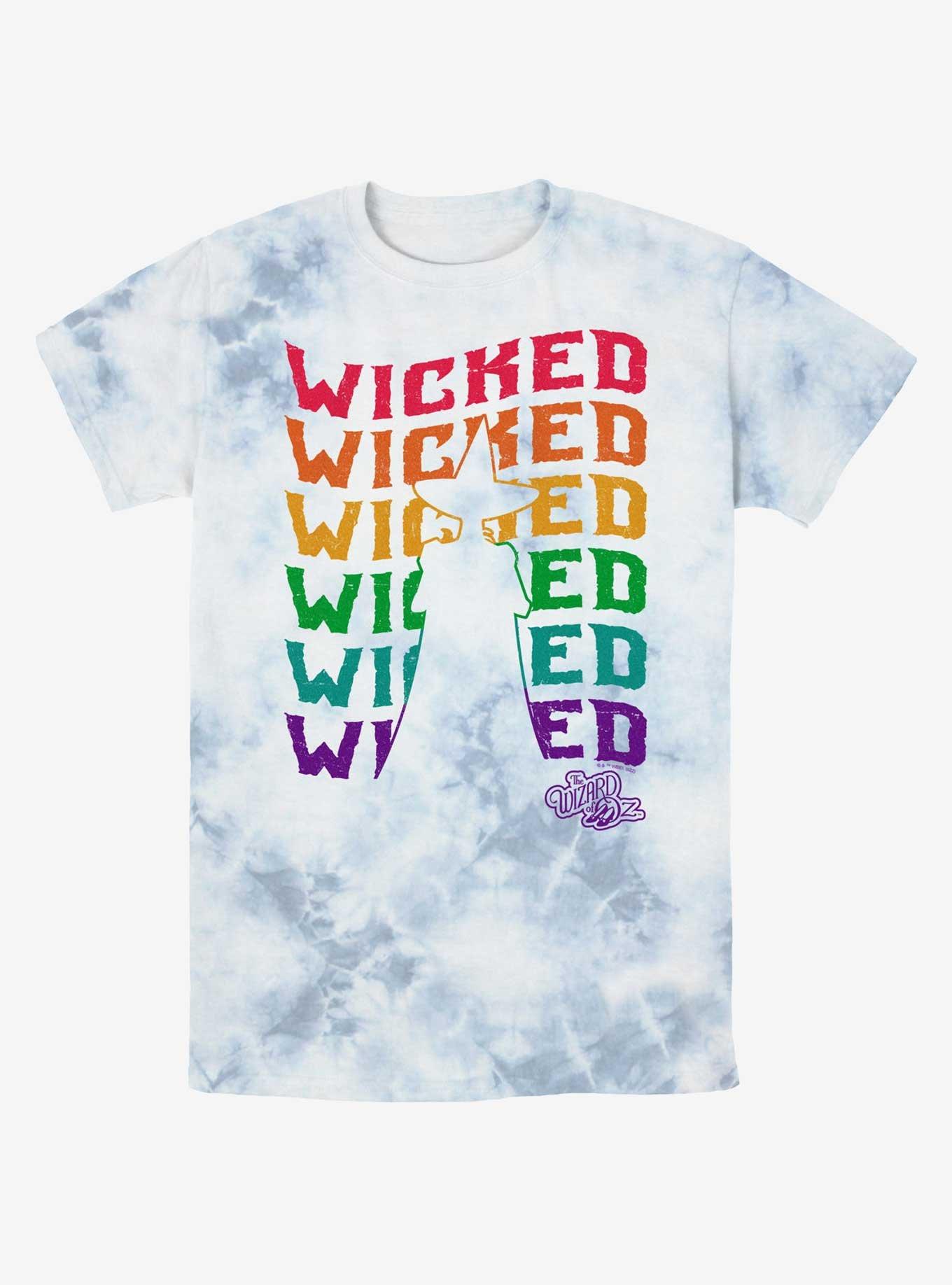 The Wizard Of Oz WB Wavy Wicked Silhouette Tie-Dye T-Shirt, WHITEBLUE, hi-res