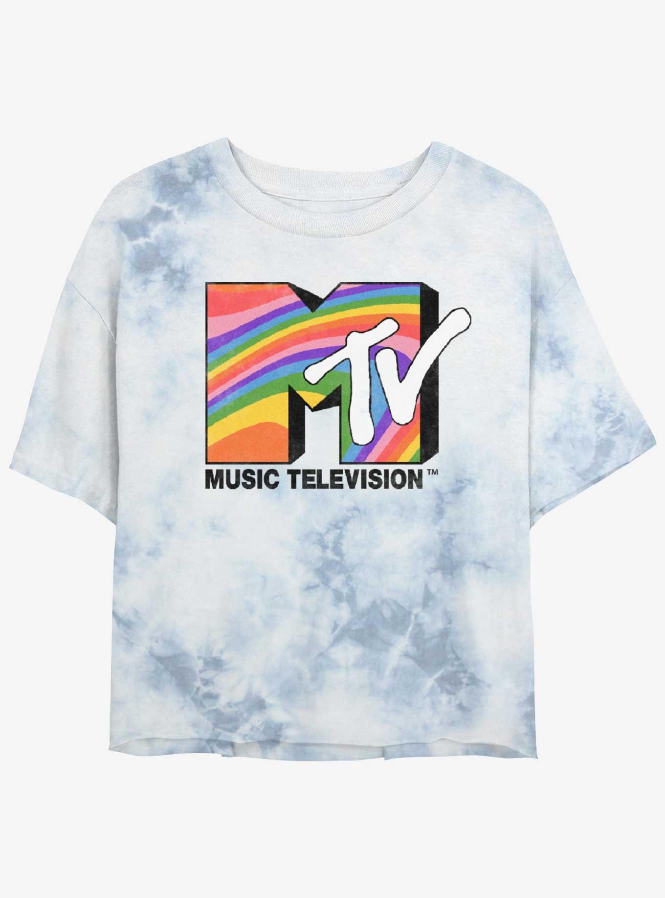 MTV Groovy Rainbow Tie-Dye Crop T-Shirt, WHITEBLUE, hi-res