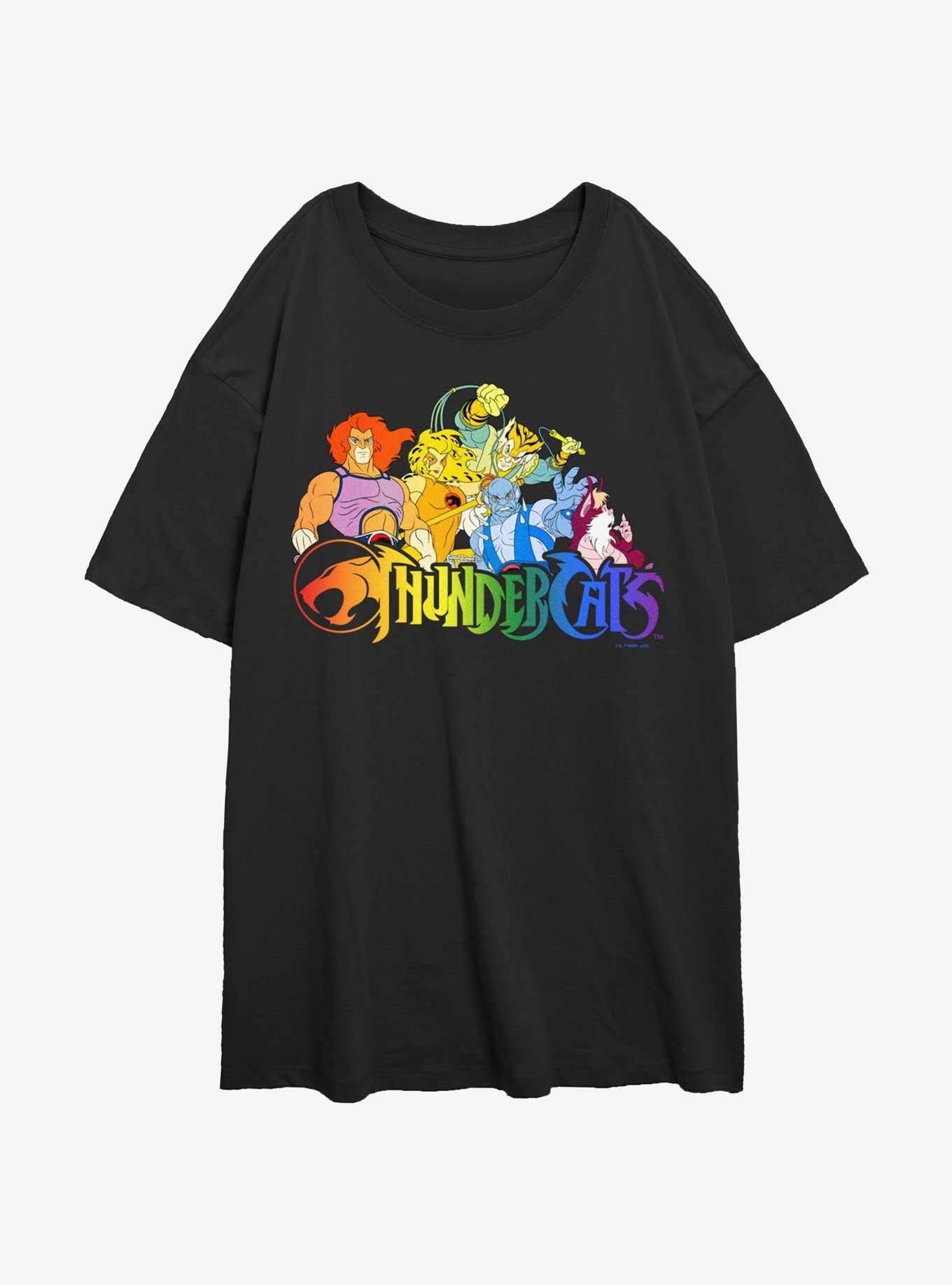Thundercats Rainbow Cats Oversized T-Shirt, BLACK, hi-res