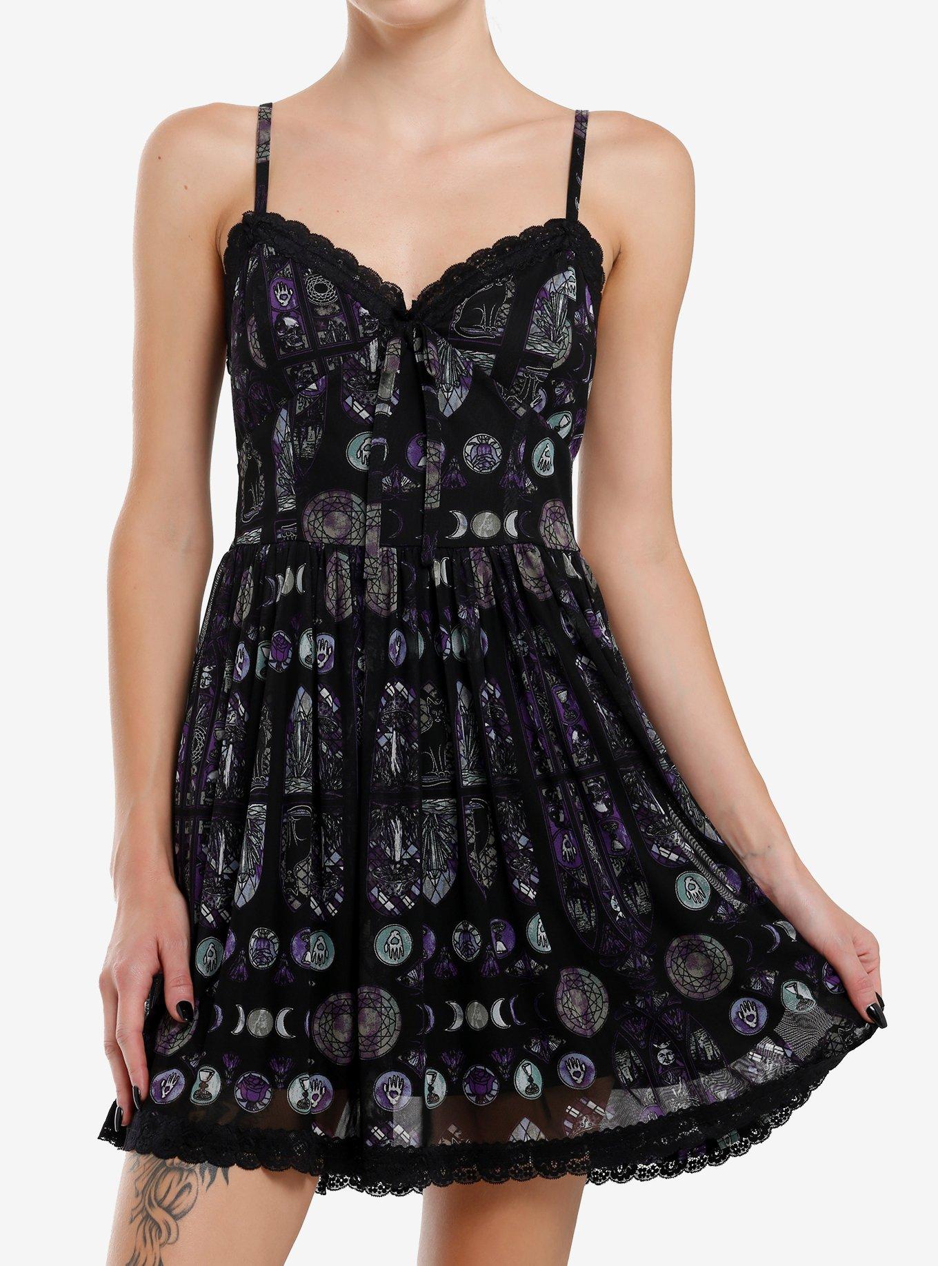 Cosmic Aura Stained Glass Mesh Dress, BLUE, hi-res