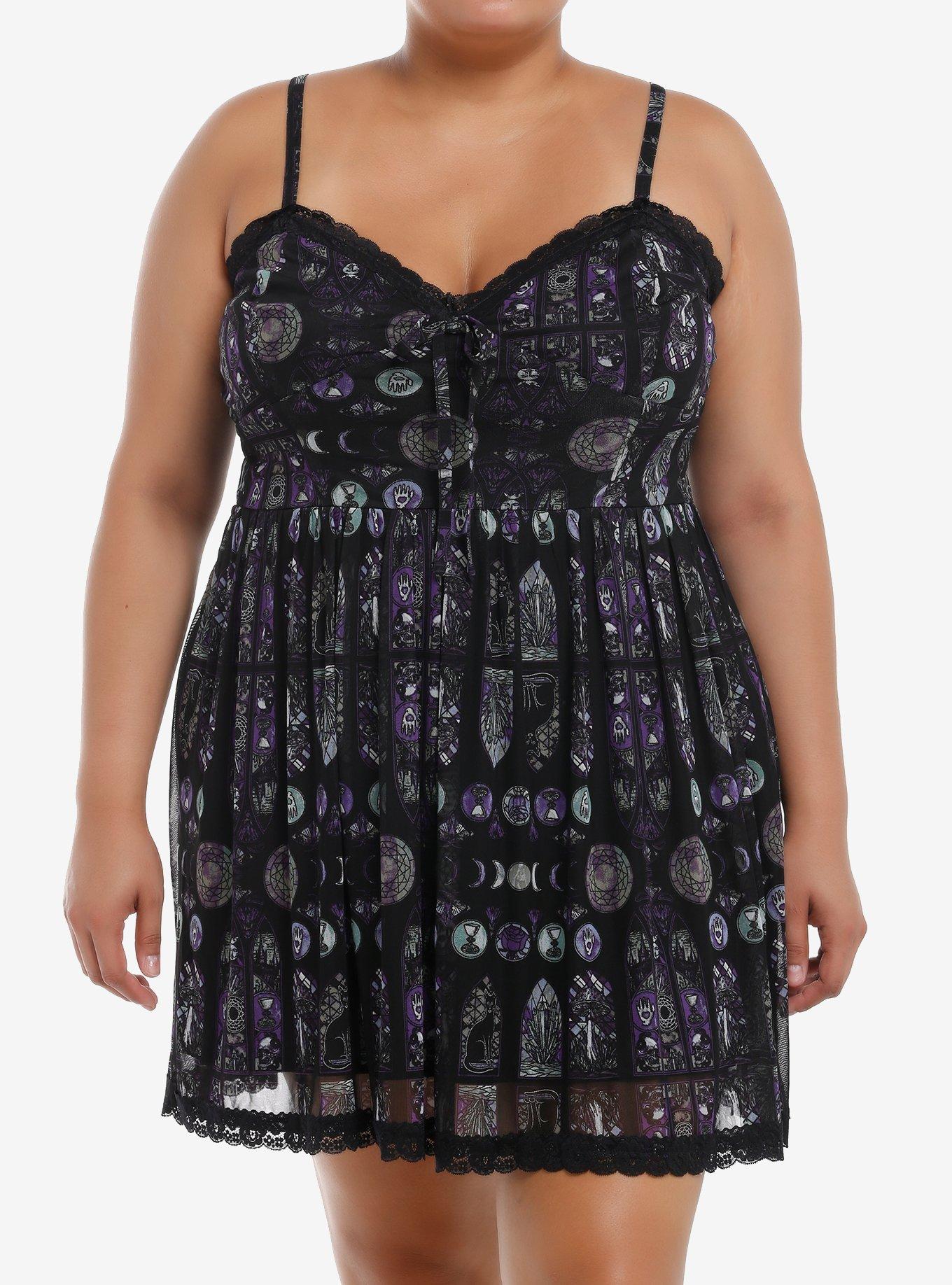 Cosmic Aura Stained Glass Mesh Dress Plus Size, , hi-res