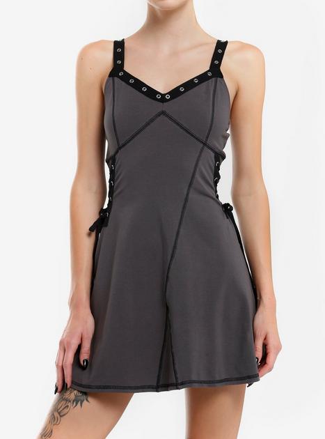 theredthread S lace up curve dress グレー THEREDTHREAD / ザレッドスレッド】S lace up curve dress