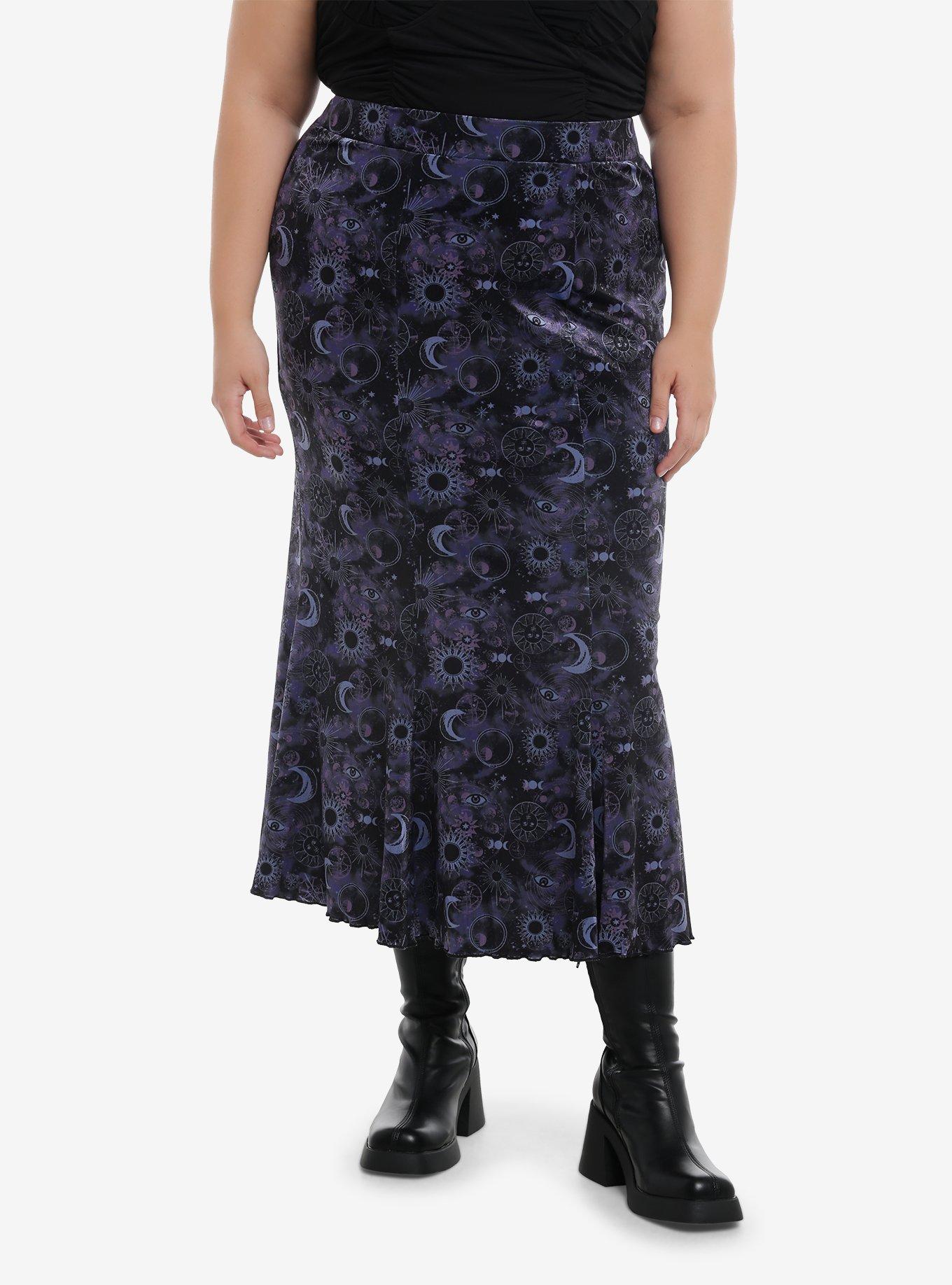 Cosmic Aura Celestial Velvet Mermaid Skirt Plus Size, BLUE, hi-res