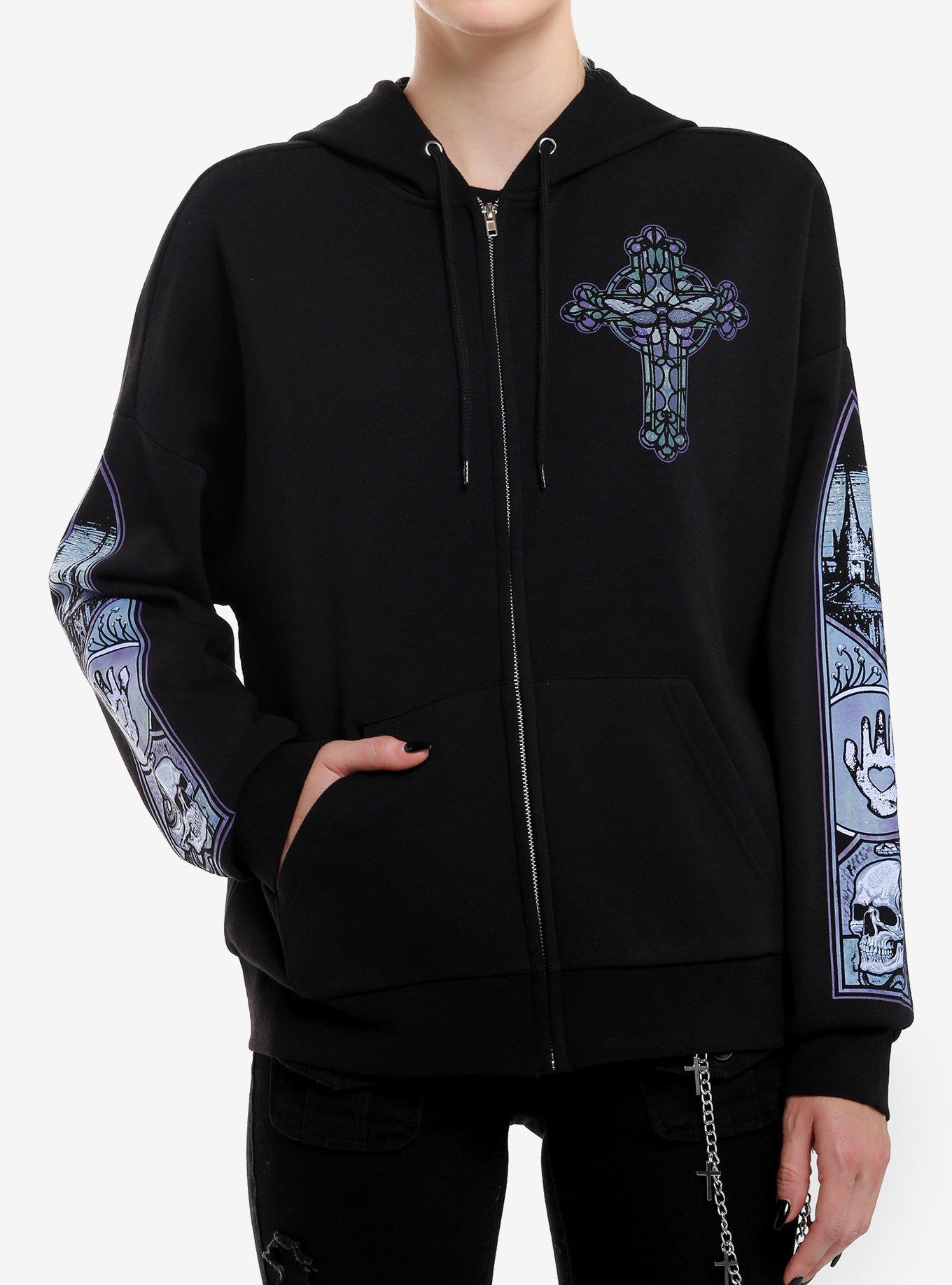 Cosmic Aura Mystical Stained Glass Girls Hoodie, , hi-res
