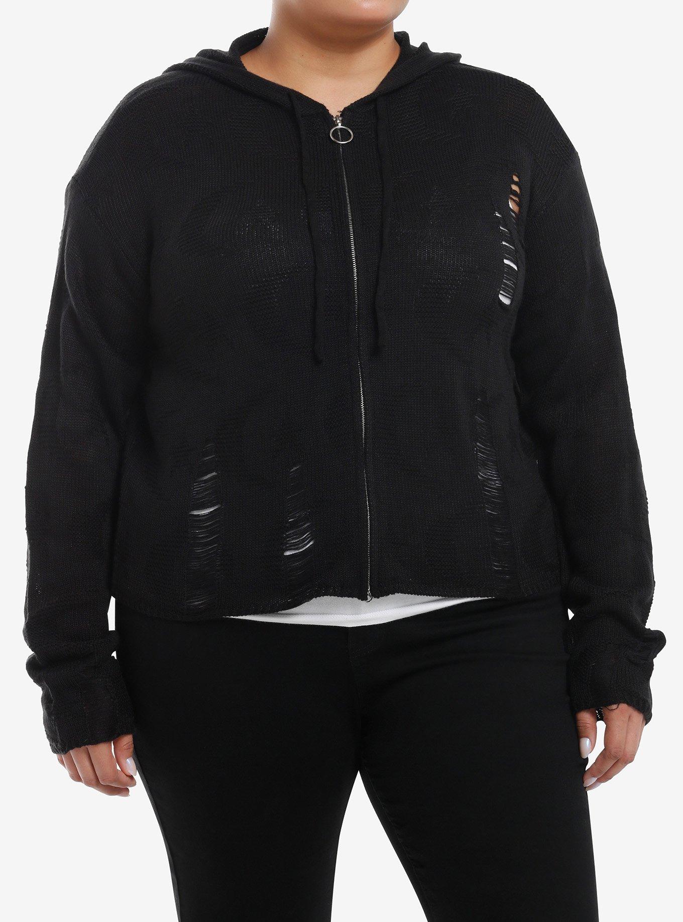 Cosmic Aura Star & Moon Destructed Girls Hoodie Plus Size, , hi-res