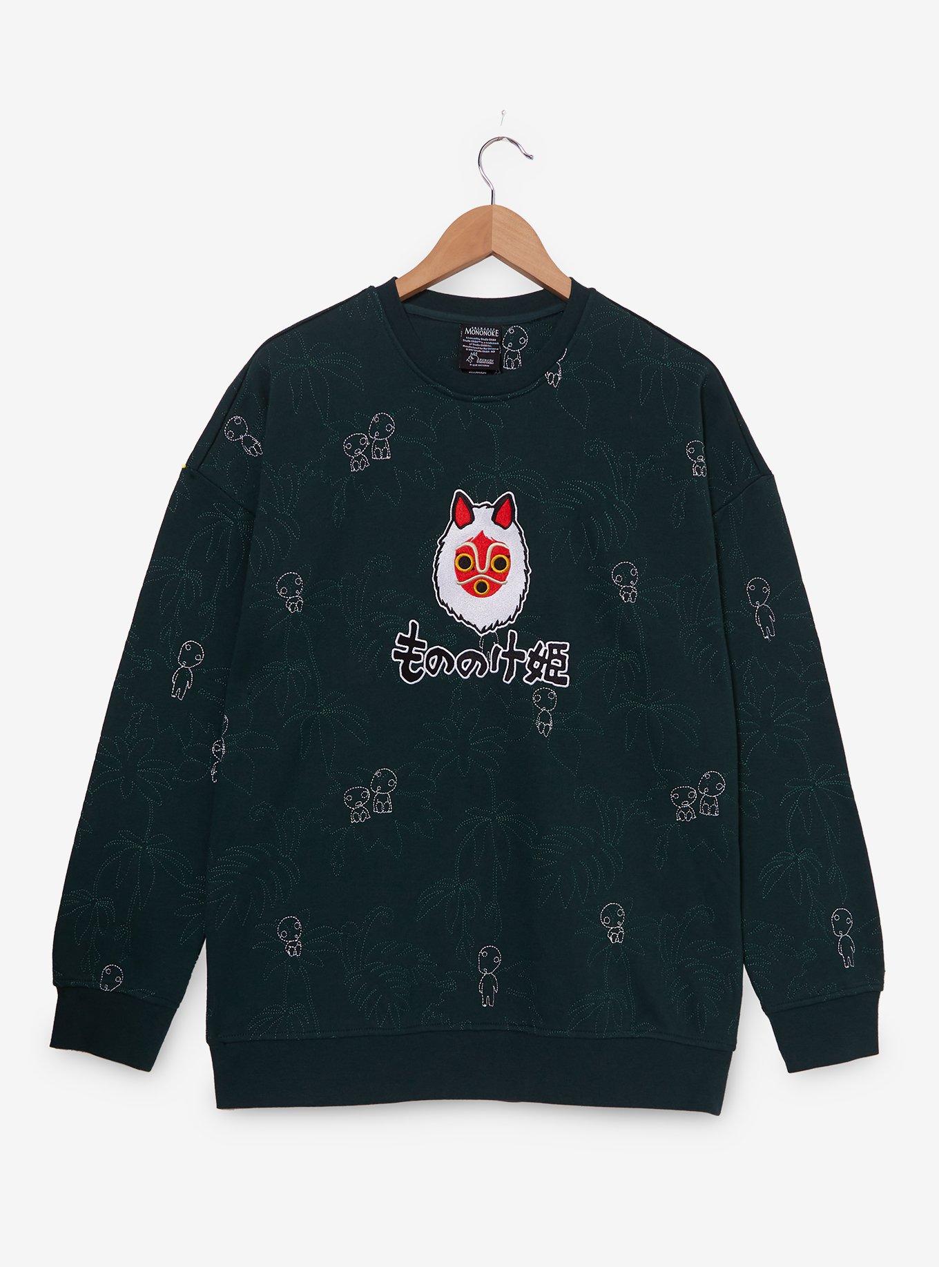 Her Universe Studio Ghibli&reg; Princess Mononoke San's Mask Embroidered Crewneck - BoxLunch Exclusive, DARK GREEN, hi-res