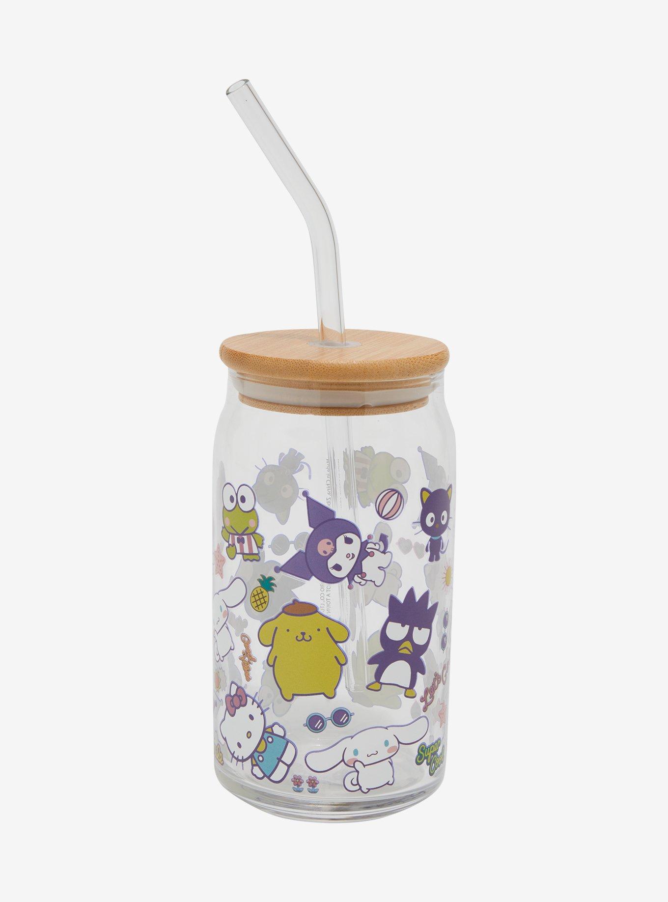 Sanrio Hello Kitty and Friends Character Print Glass Tumbler and Straw — BoxLunch Exclusive, , hi-res