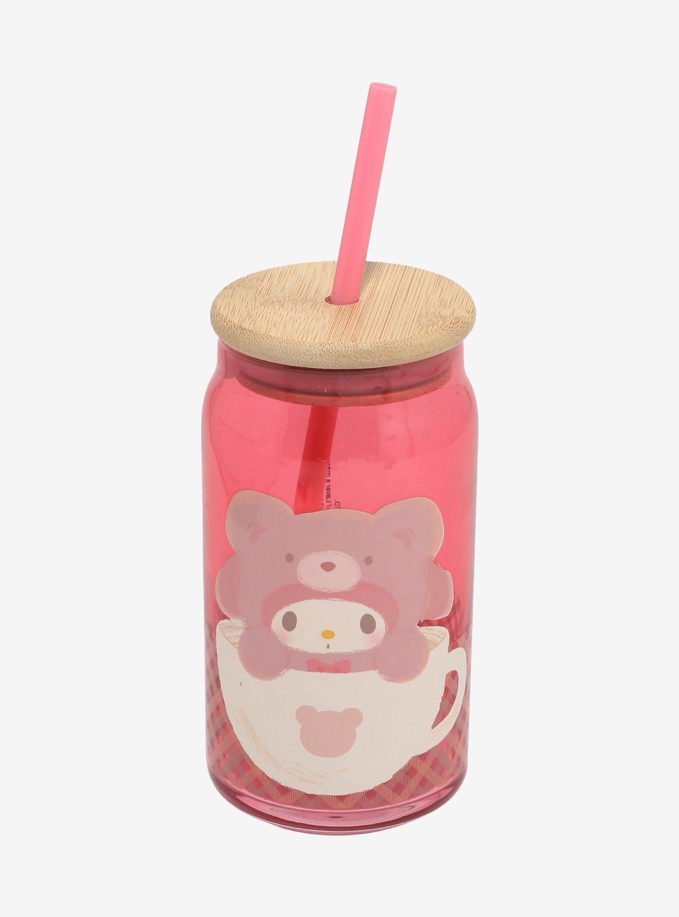 Sanrio My Melody Latte Bear Glass Cup with Straw, , hi-res