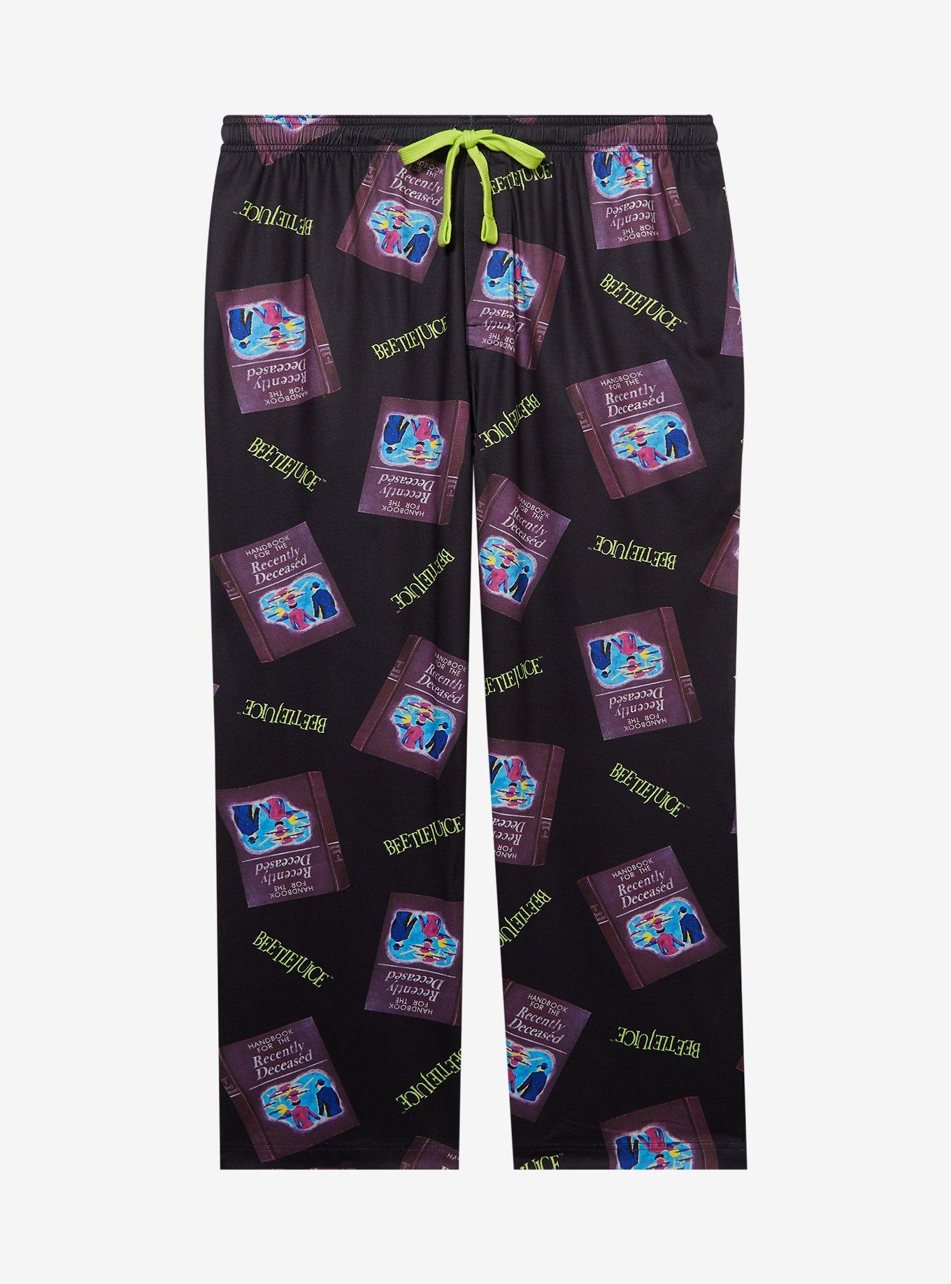 Beetlejuice Handbook for the Recently Deceased Allover Print Plus Size Sleep Pants &mdash; BoxLunch Exclusive, BLACK, hi-res