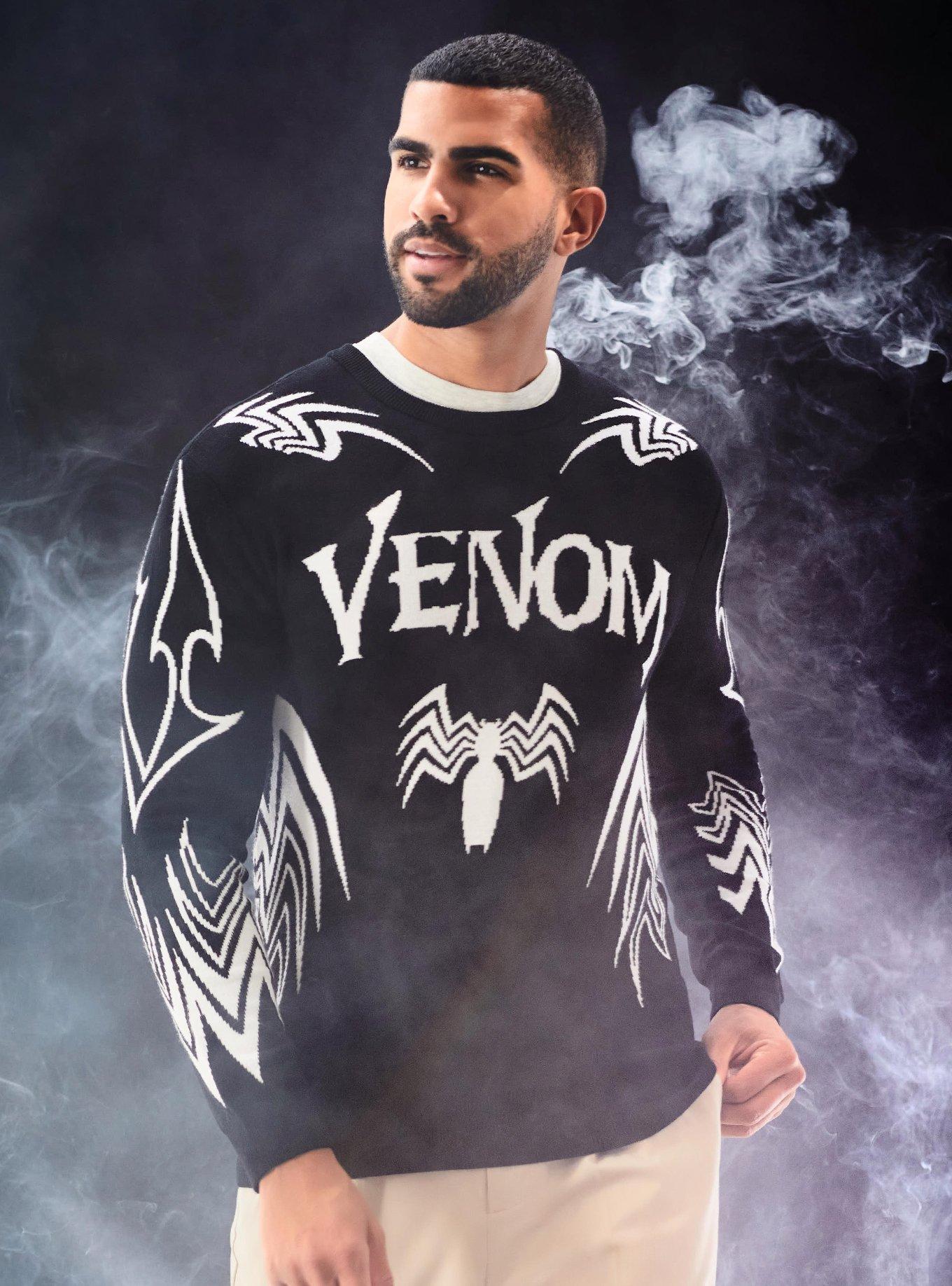 Marvel Venom Patterned Sweater - BoxLunch Exclusive, BLACK, hi-res