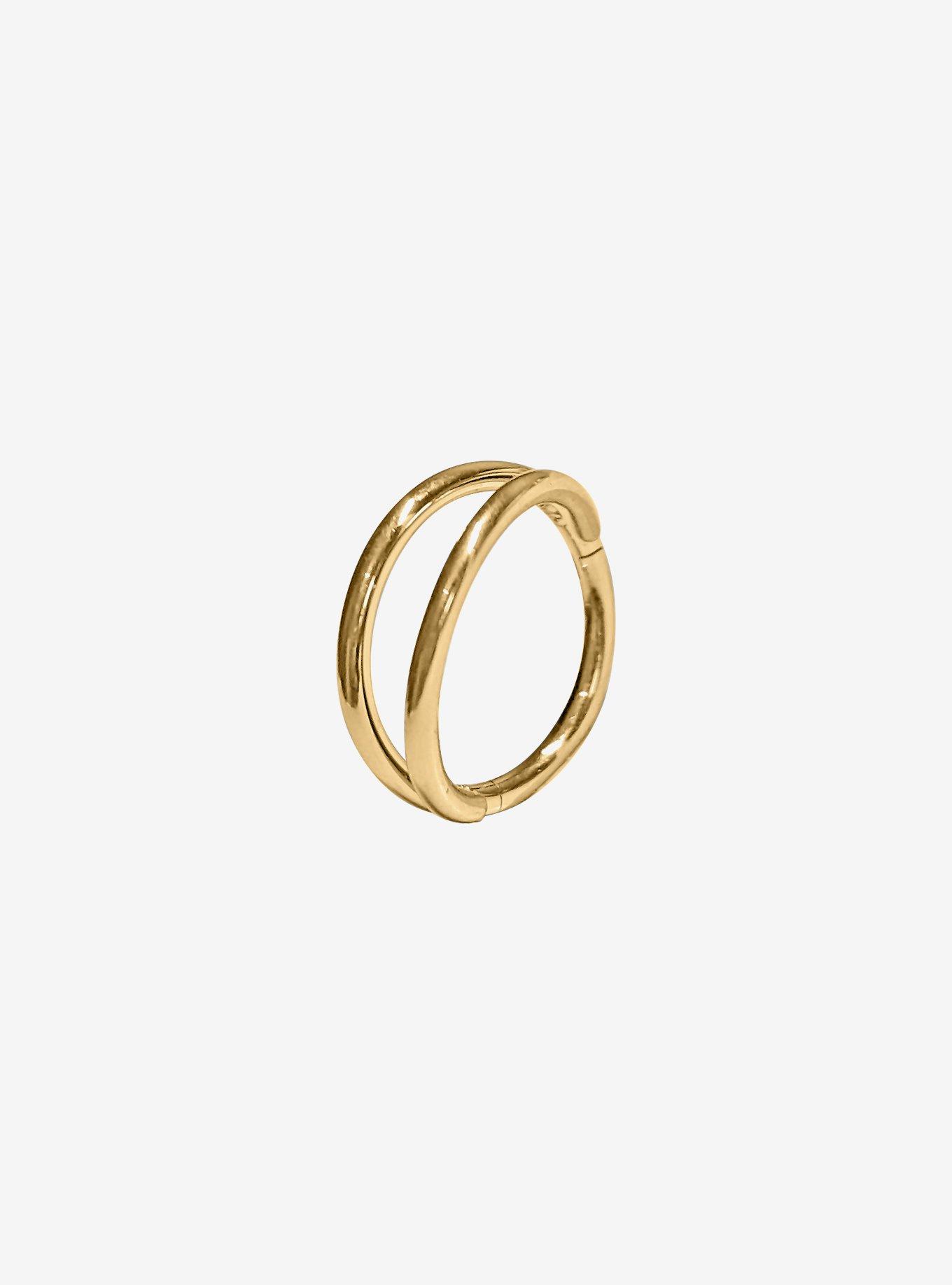 Steel Gold Double Hoop Hinged Clicker, , hi-res