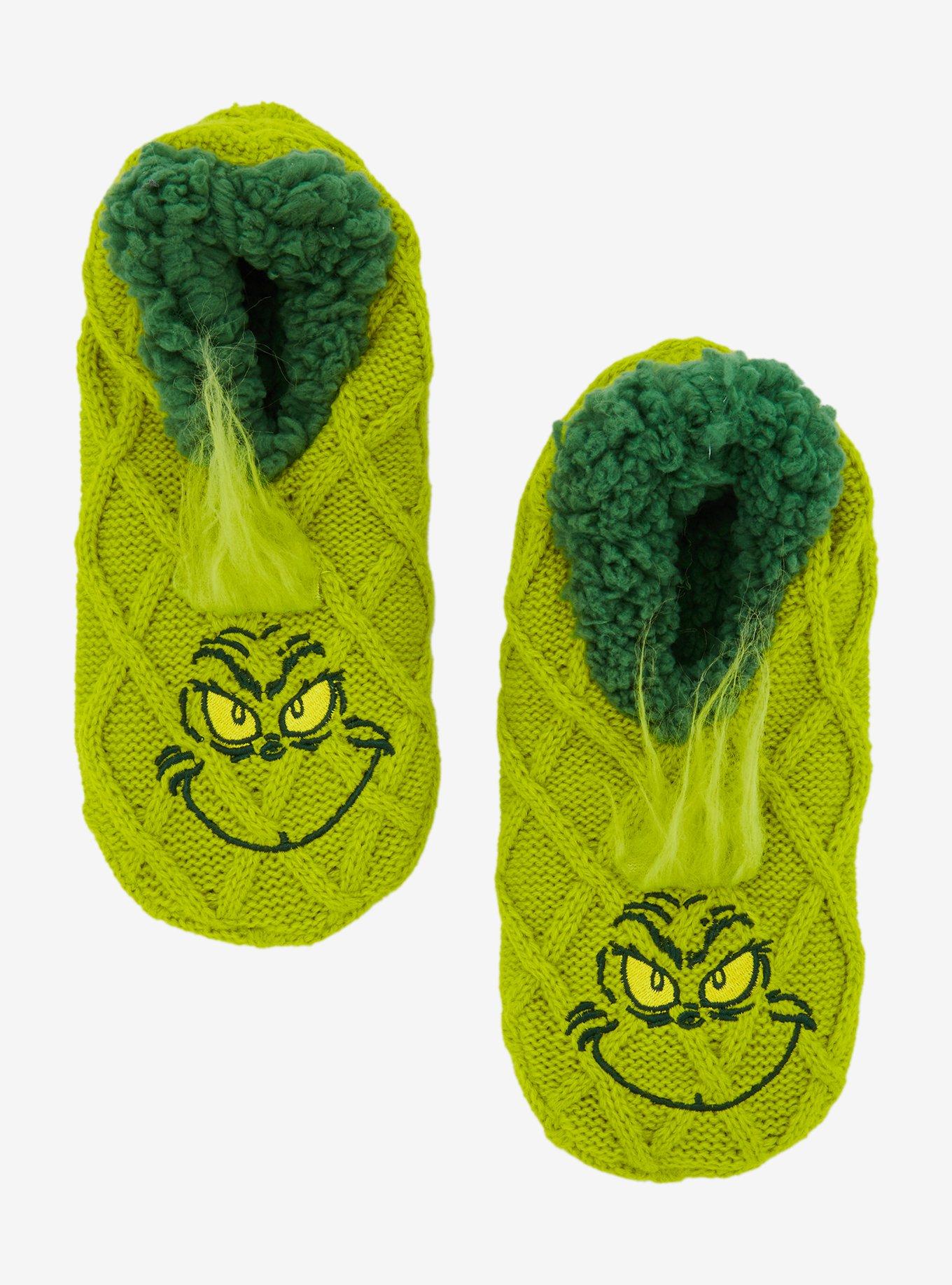 Dr. Seuss How the Grinch Stole Christmas The Grinch Knit Slipper Socks - BoxLunch Exclusive, , hi-res