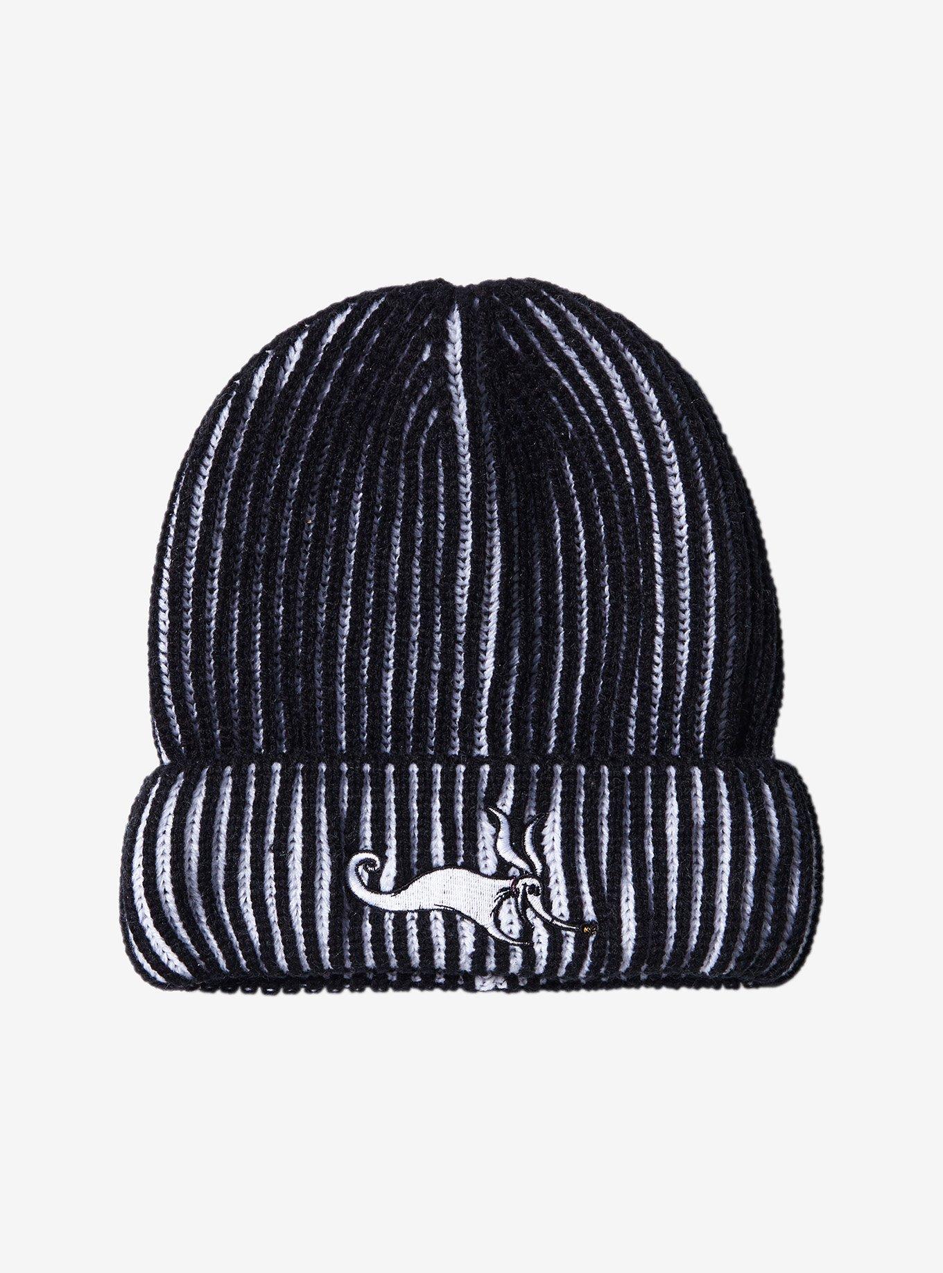 Disney The Nightmare Before Christmas Zero Black & White Ribbed Beanie — BoxLunch Exclusive, , hi-res