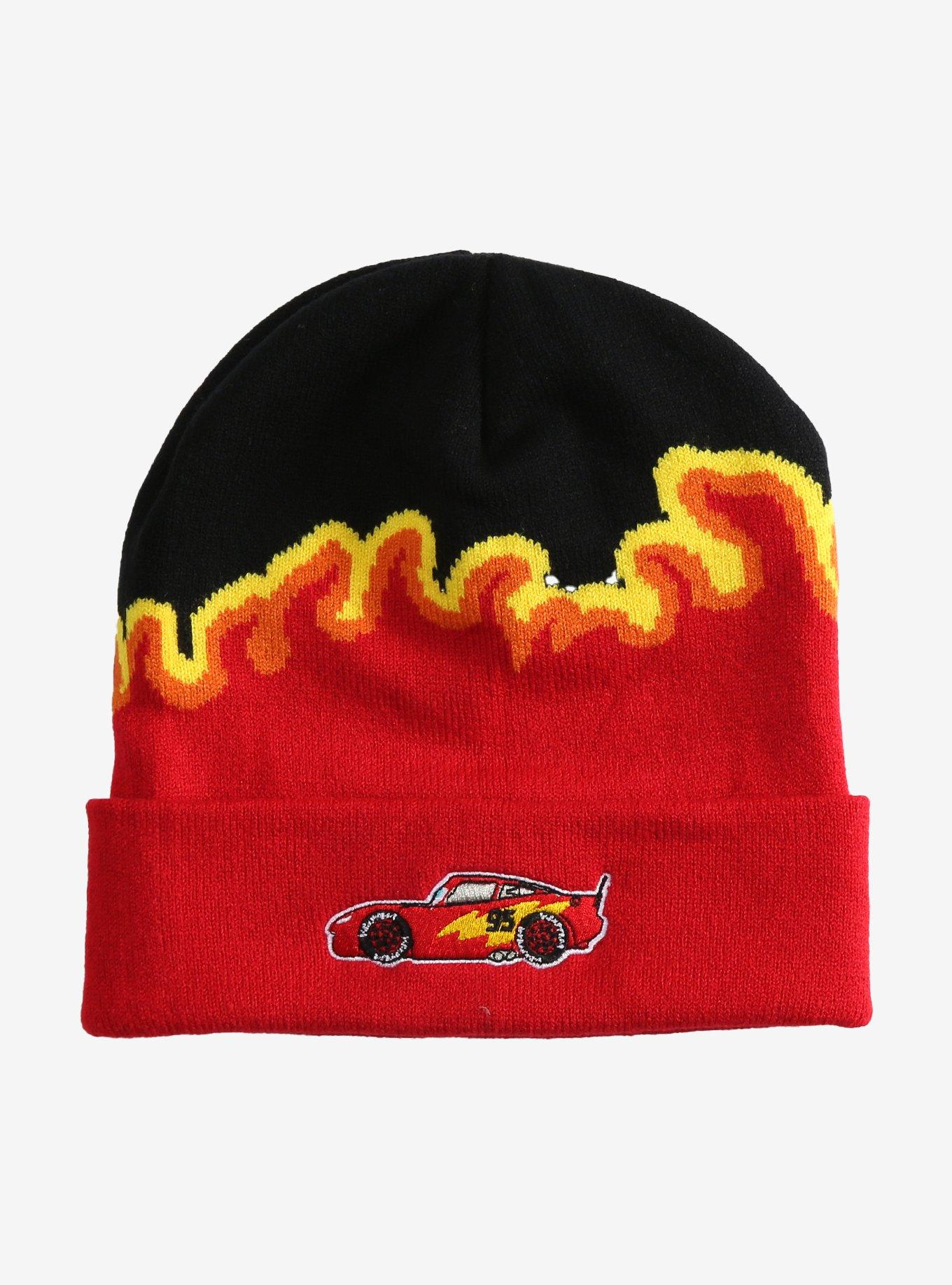 Disney Pixar Cars Lightning McQueen Flame Beanie — BoxLunch Exclusive, , hi-res