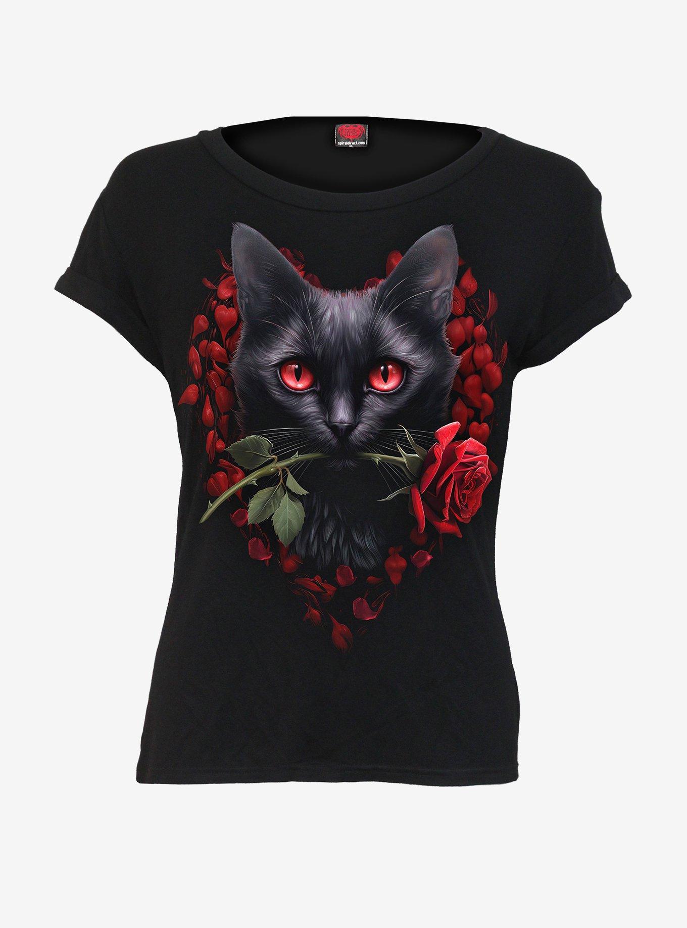 Cat's Love Boatneck Cap Sleeve Top, BLACK, hi-res