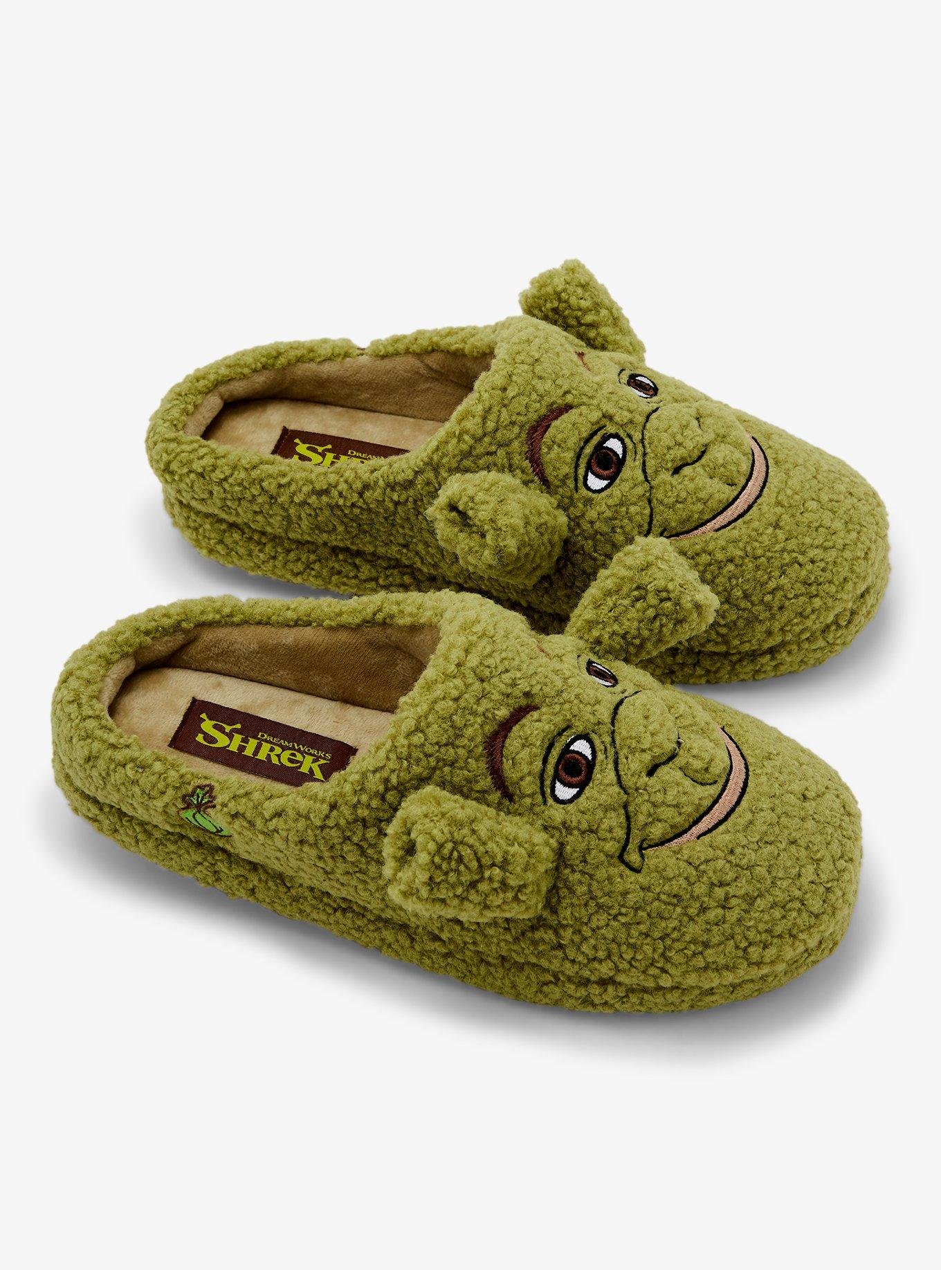 DreamWorks Shrek Figural Men's Sherpa Slippers — BoxLunch Exclusive, GREEN, hi-res