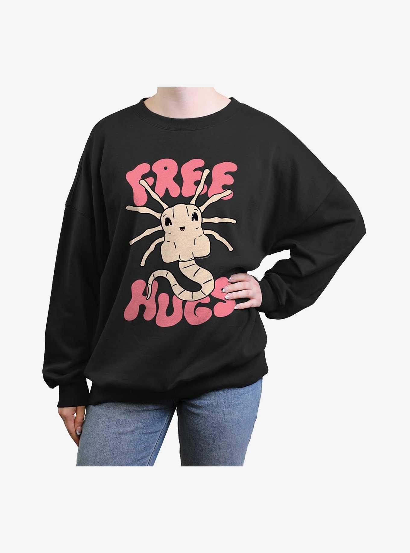 Alien Free Hugs Girls Oversized Sweatshirt, BLACK, hi-res