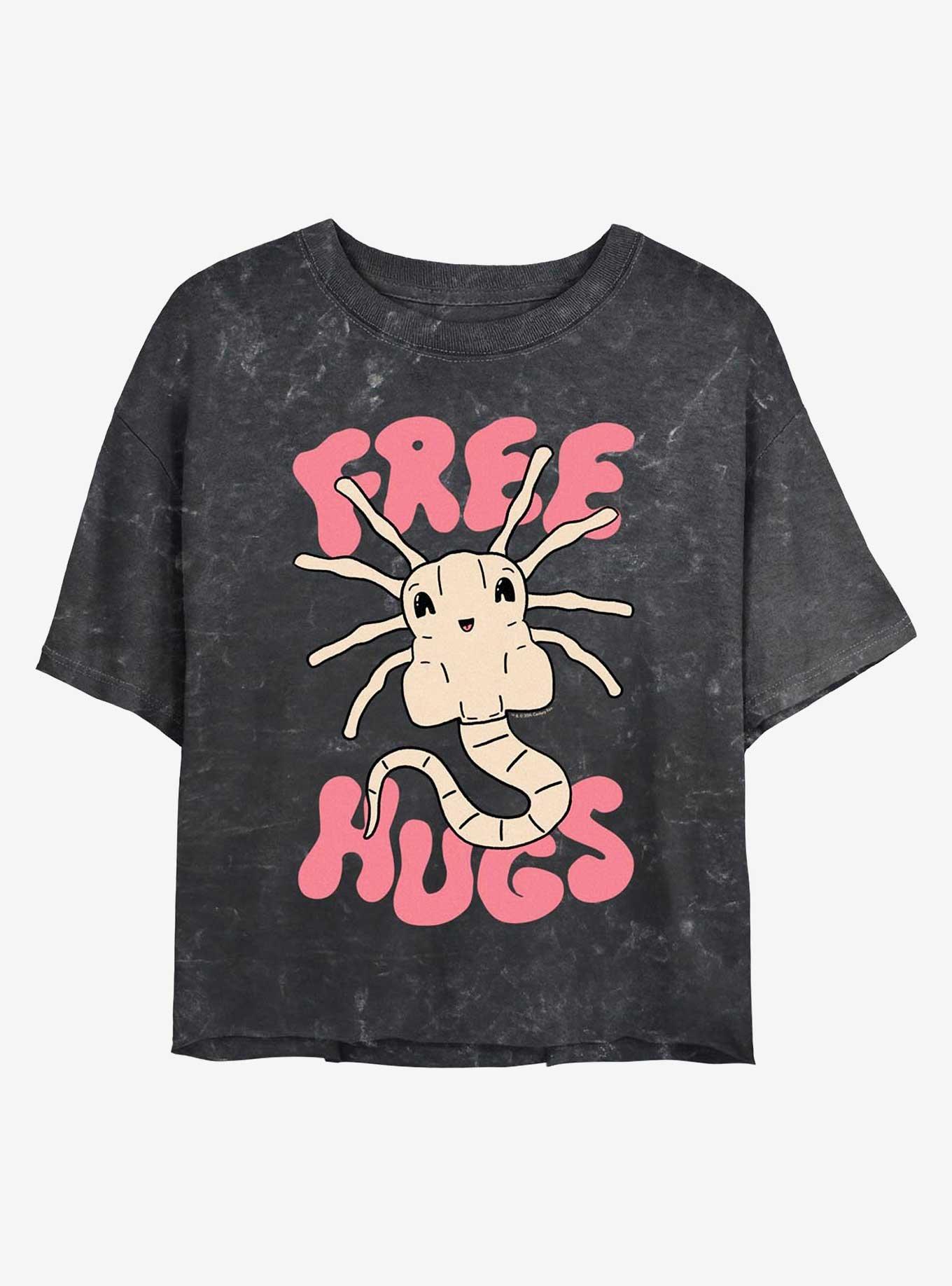 Alien Free Hugs Girls Mineral Wash Crop T-Shirt, , hi-res