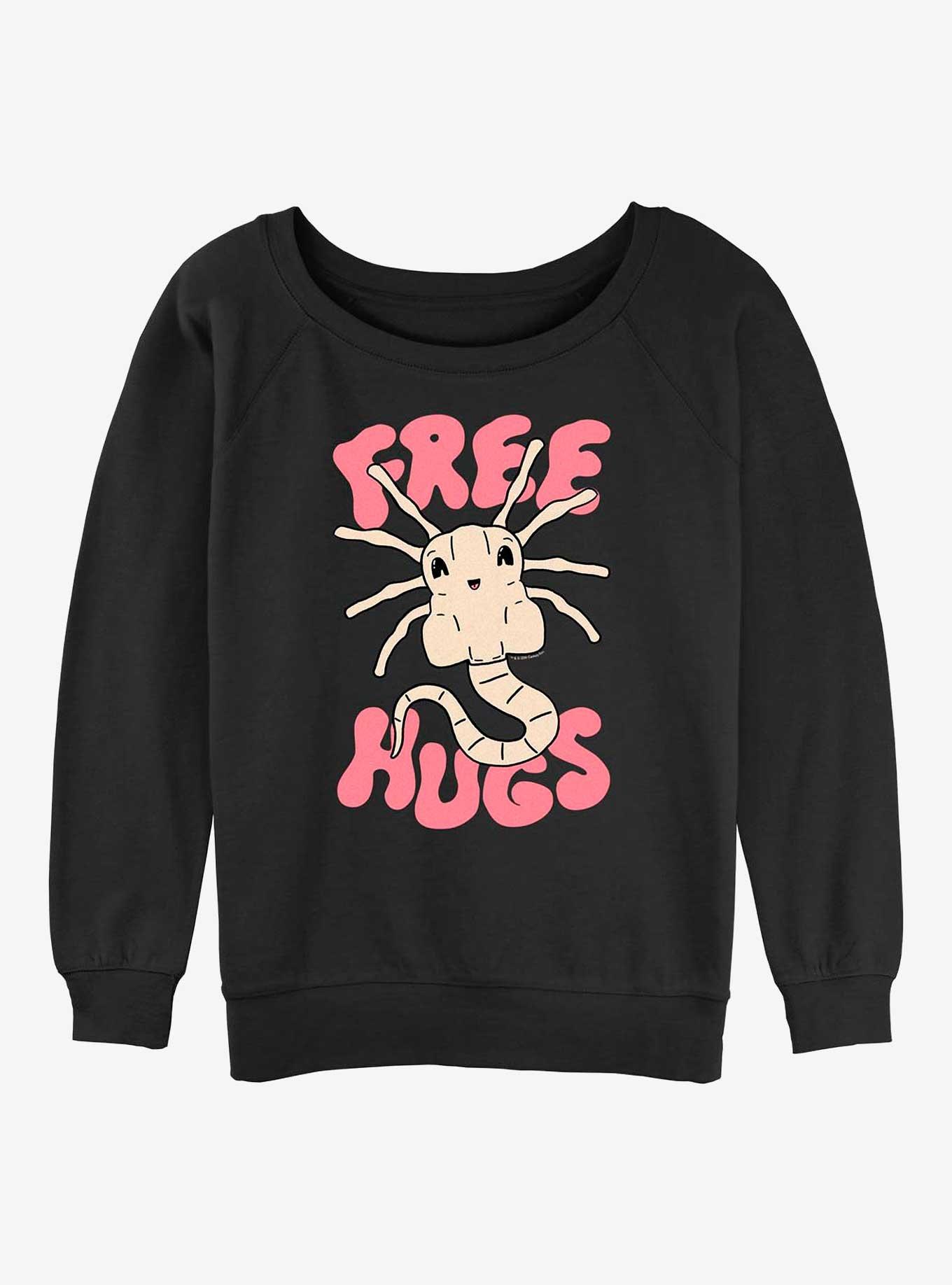 Alien Free Hugs Girls Slouchy Sweatshirt, BLACK, hi-res