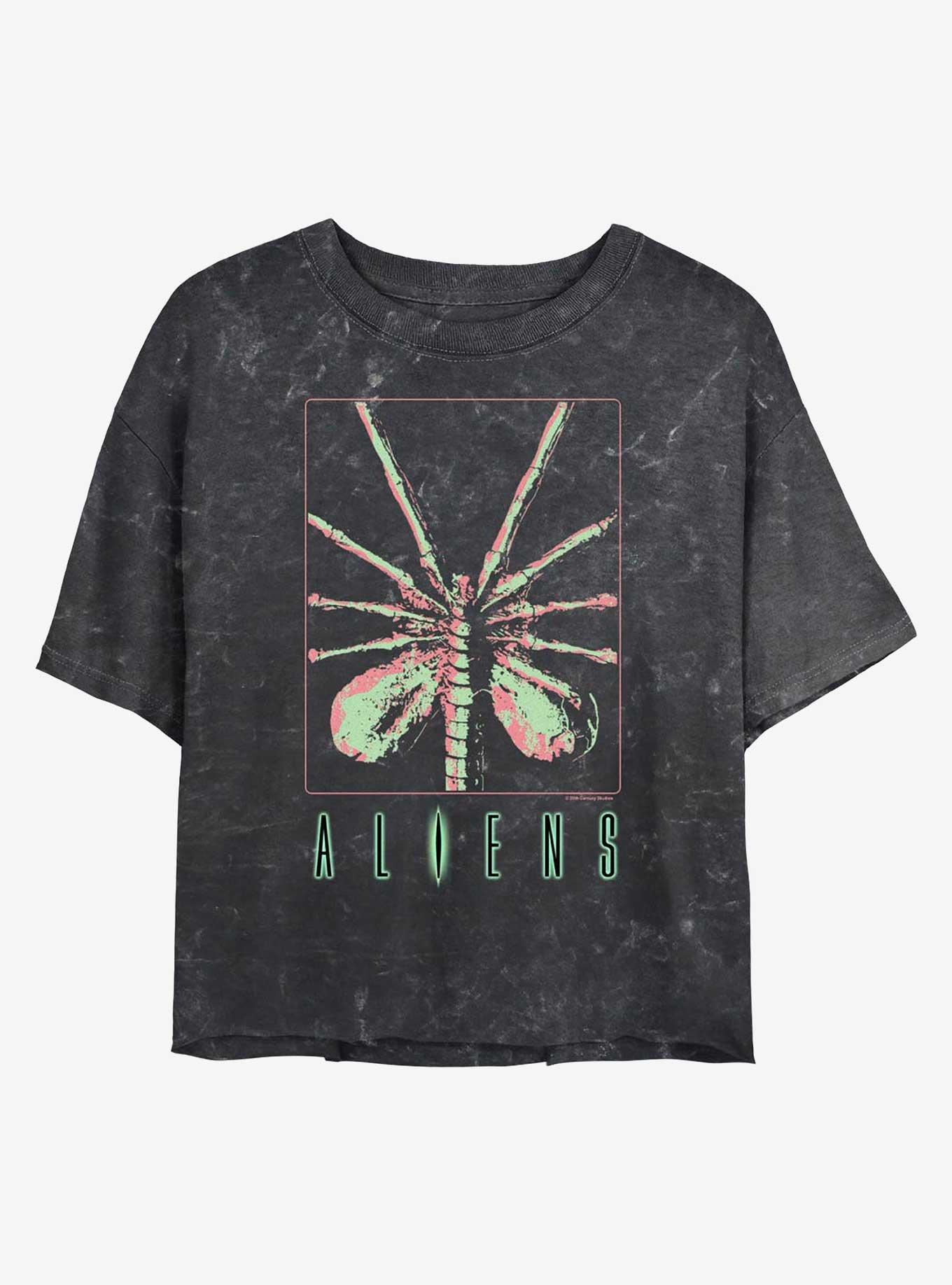 Alien Face Hugger Girls Mineral Wash Crop T-Shirt, , hi-res