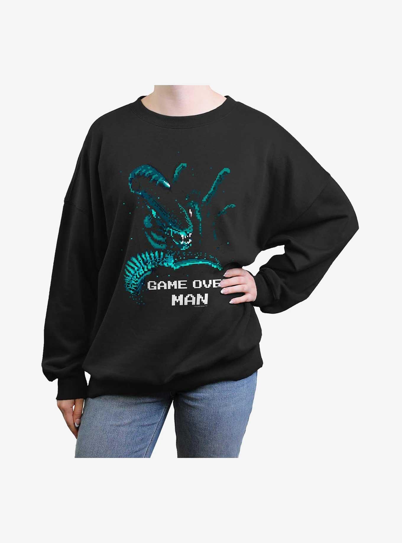 Alien Game Over Man Pixel Girls Oversized Sweatshirt, , hi-res