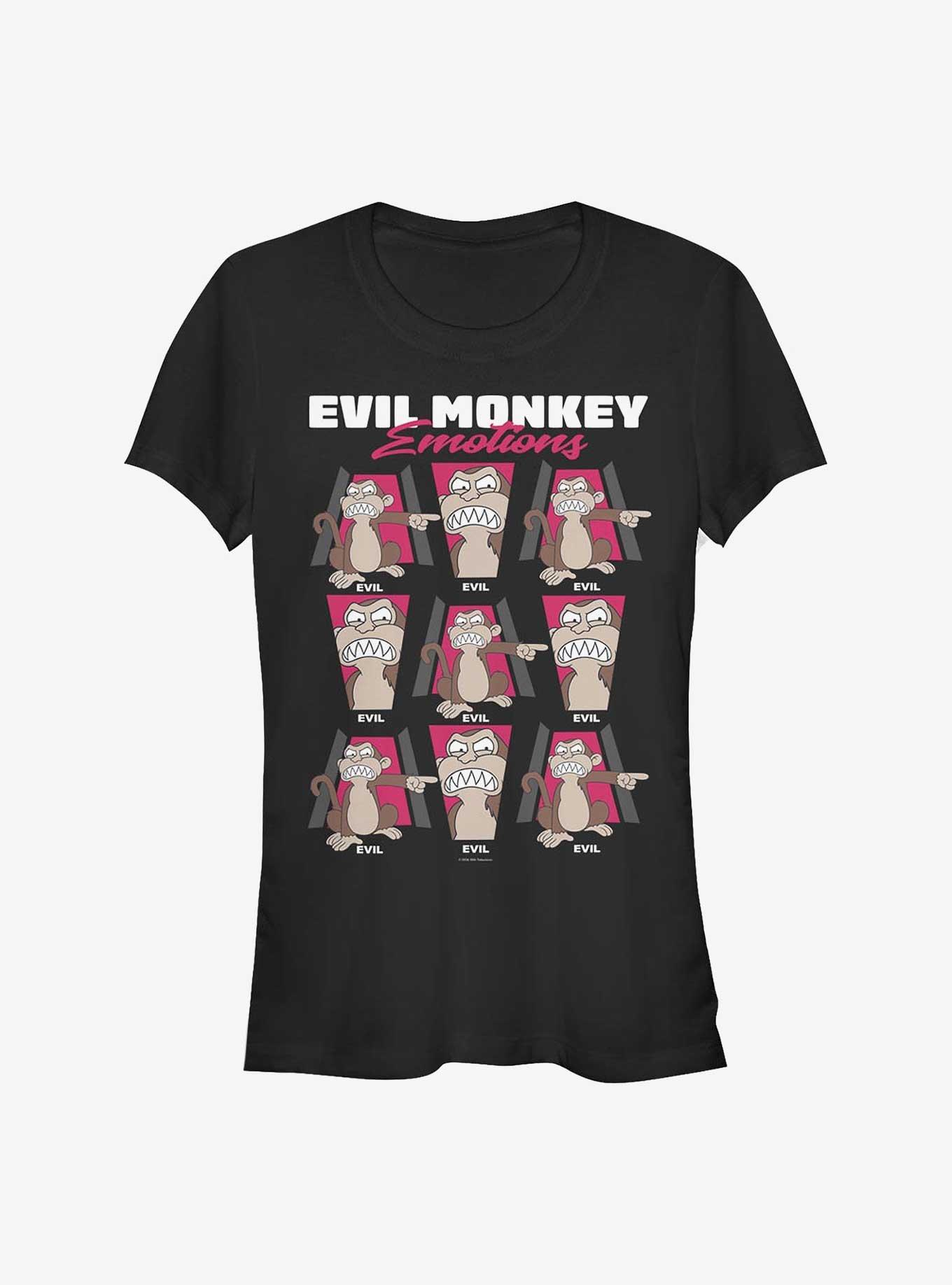 Family Guy Evil Monkey Emotions Girls T-Shirt, BLACK, hi-res