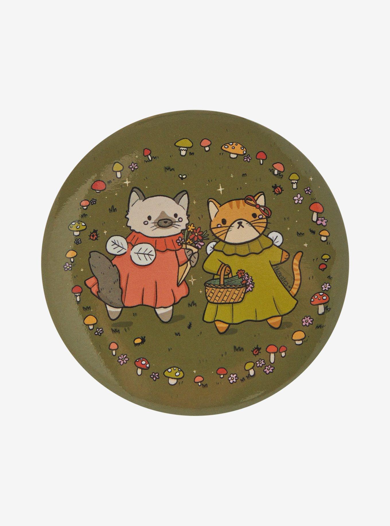 Cat Fairy Mushroom 3 Inch Button By TKcreates, , hi-res
