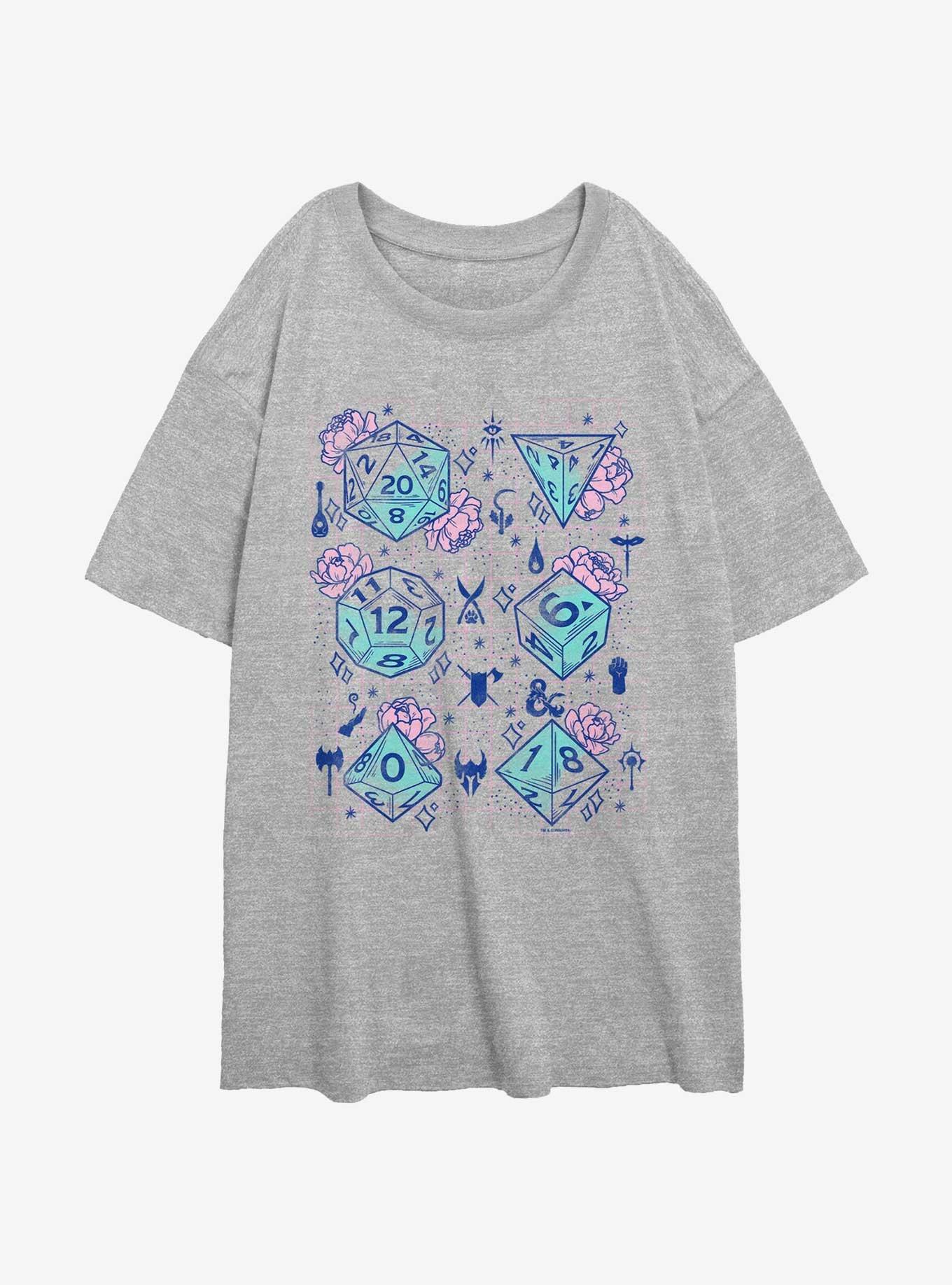 Dungeons & Dragons Floral Dice Girls Oversized T-Shirt