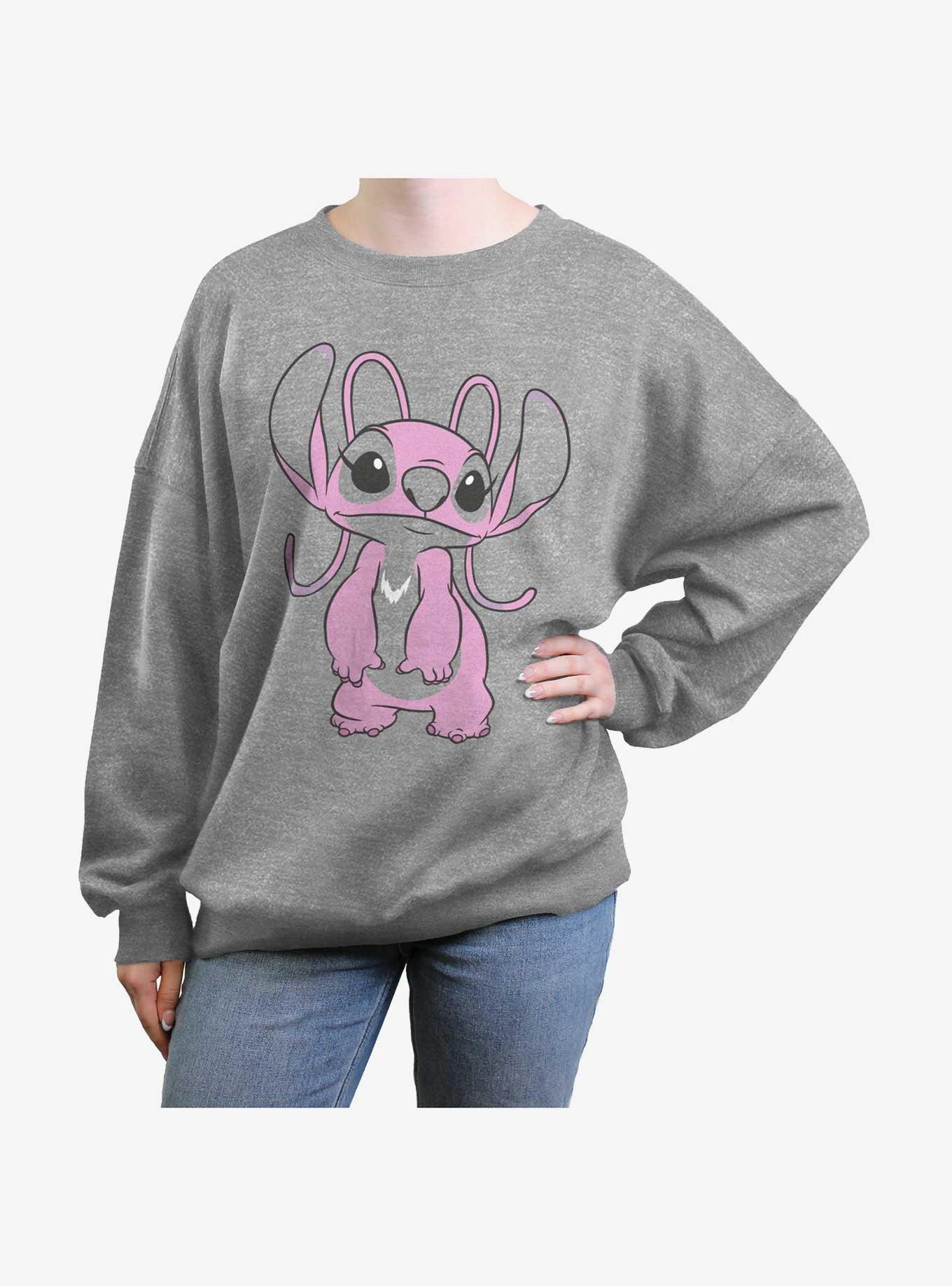 Disney Lilo & Stitch Big Angel Girls Oversized Sweatshirt, HEATHER GR, hi-res