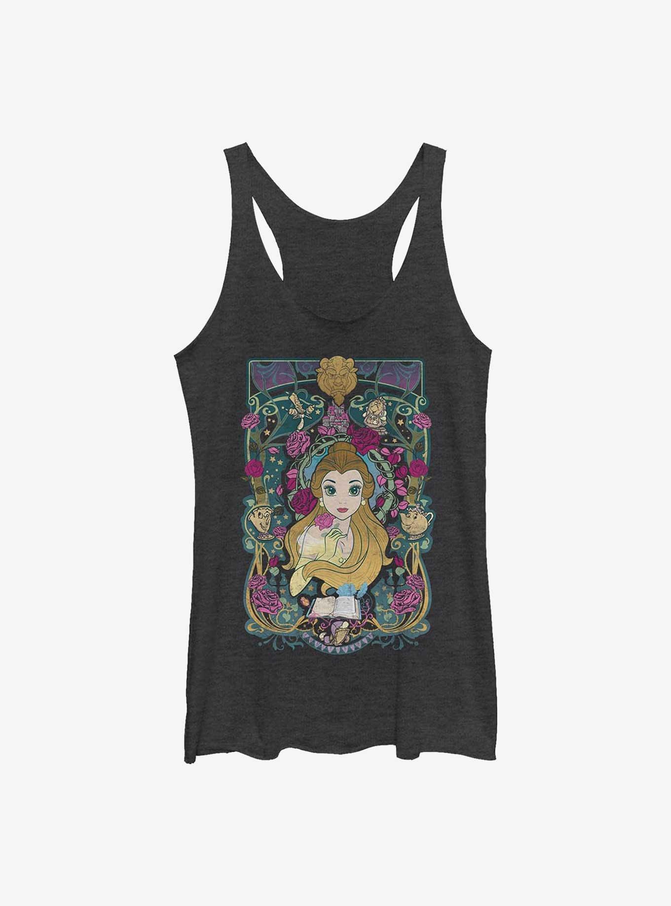 Disney Beauty And The Beast Belle Nouveau Girls Raw Edge Tank, BLK HTR, hi-res