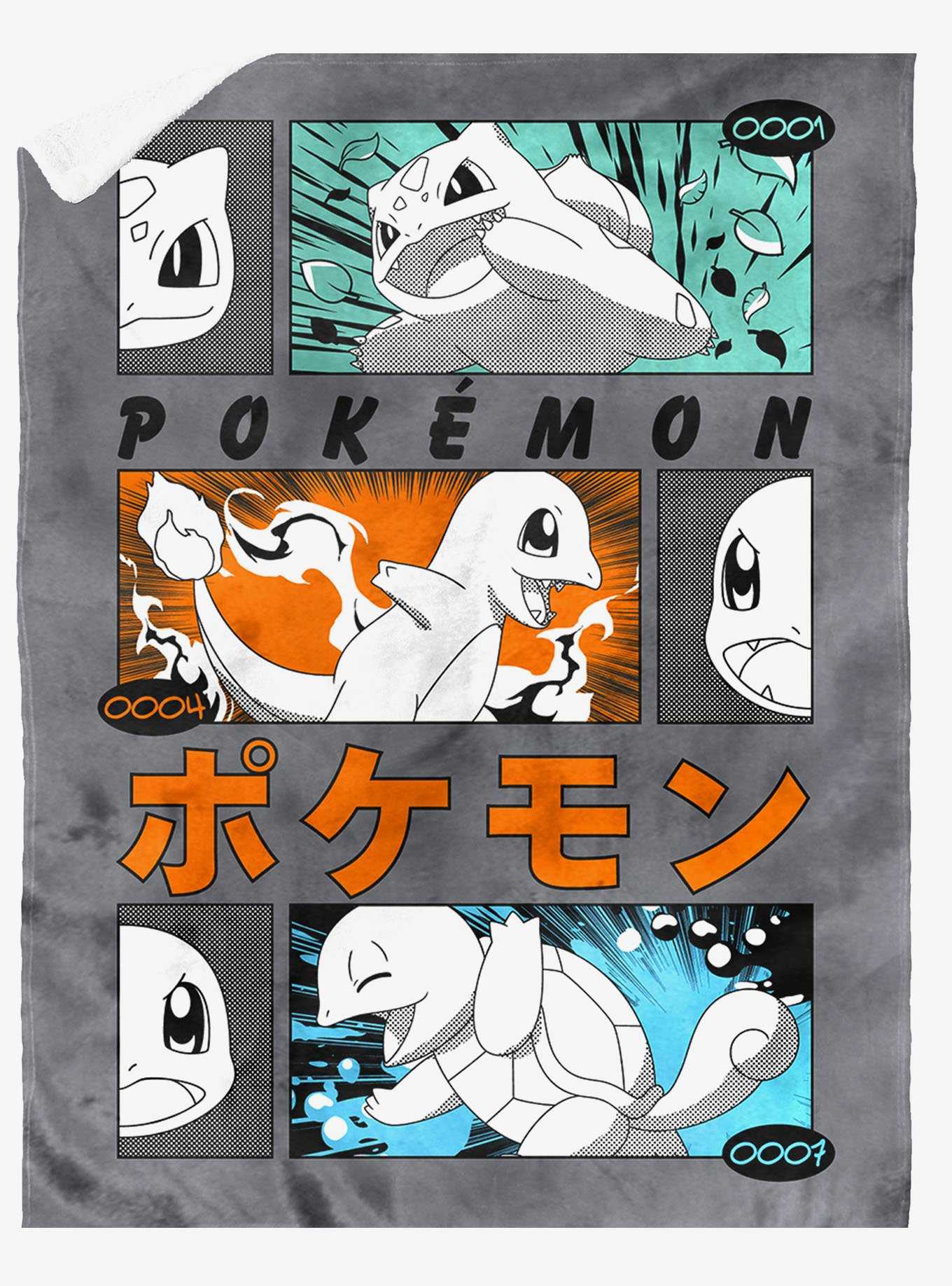 Pokémon Grass Fire Water Mink Sherpa Blanket, , hi-res