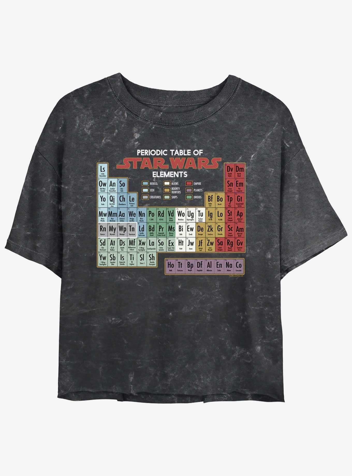 Star Wars Periodic Table Mineral Wash Girls Crop T-Shirt, BLACK, hi-res