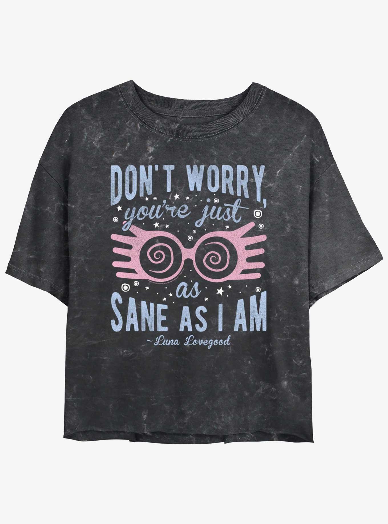 Harry Potter Just As Sane As Luna Mineral Wash Girls Crop T-Shirt, , hi-res