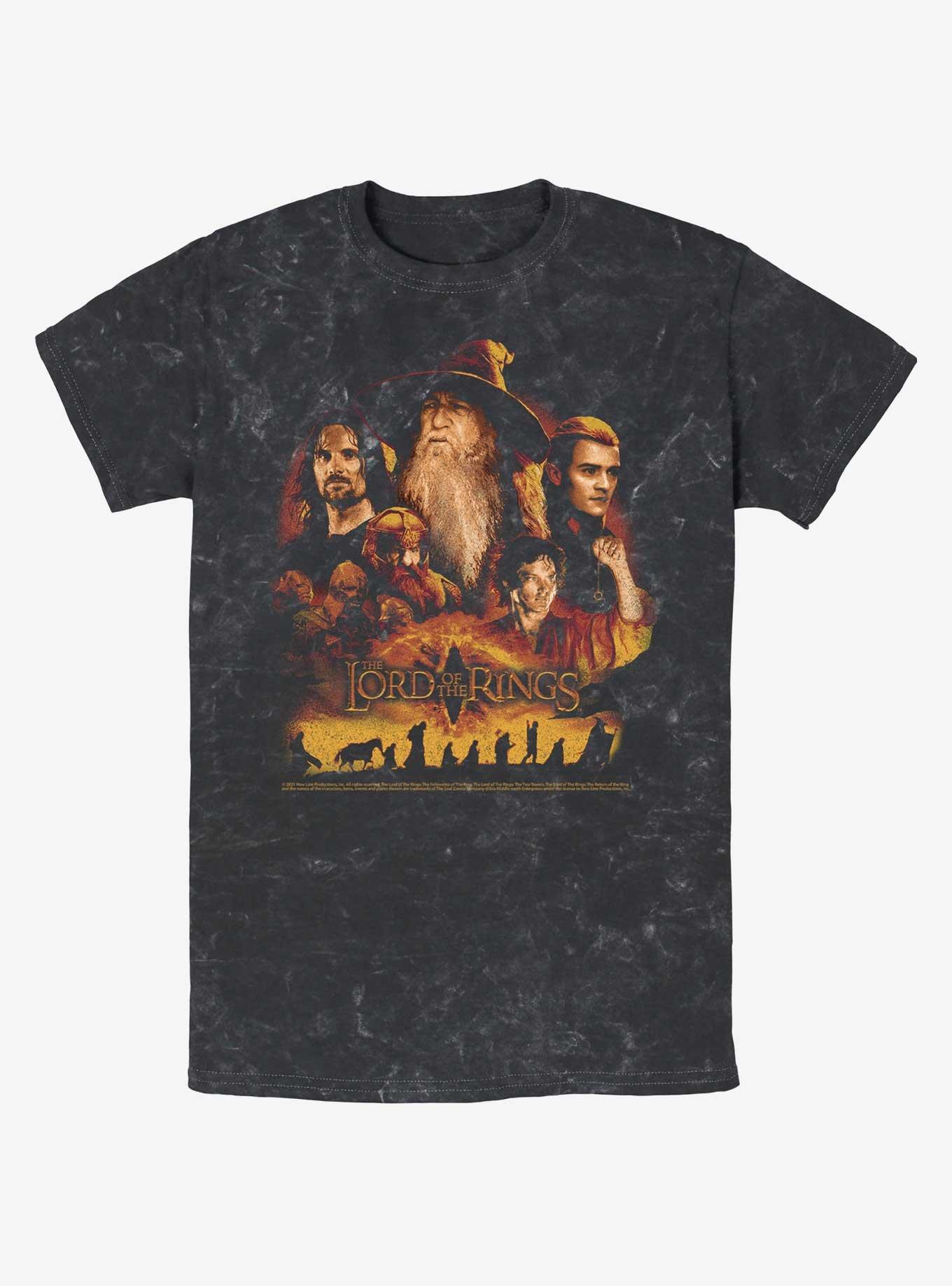 Lord Ring Character Heads Mineral Wash T-Shirt, , hi-res