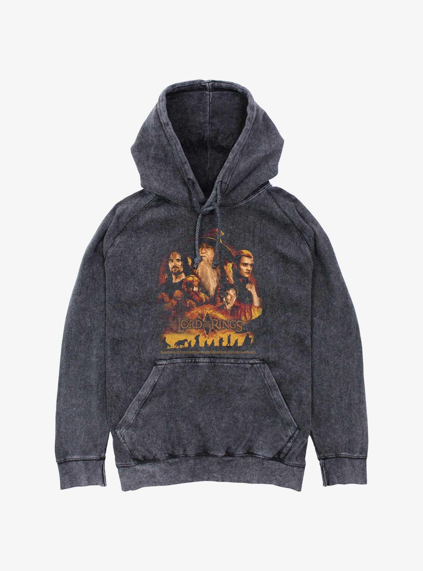 Lord Ring Character Heads Mineral Wash Hoodie