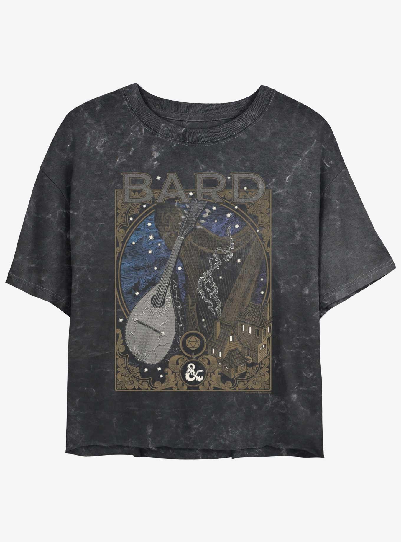 Dungeons & Dragons Bard Mineral Wash Girls Crop T-Shirt, BLACK, hi-res