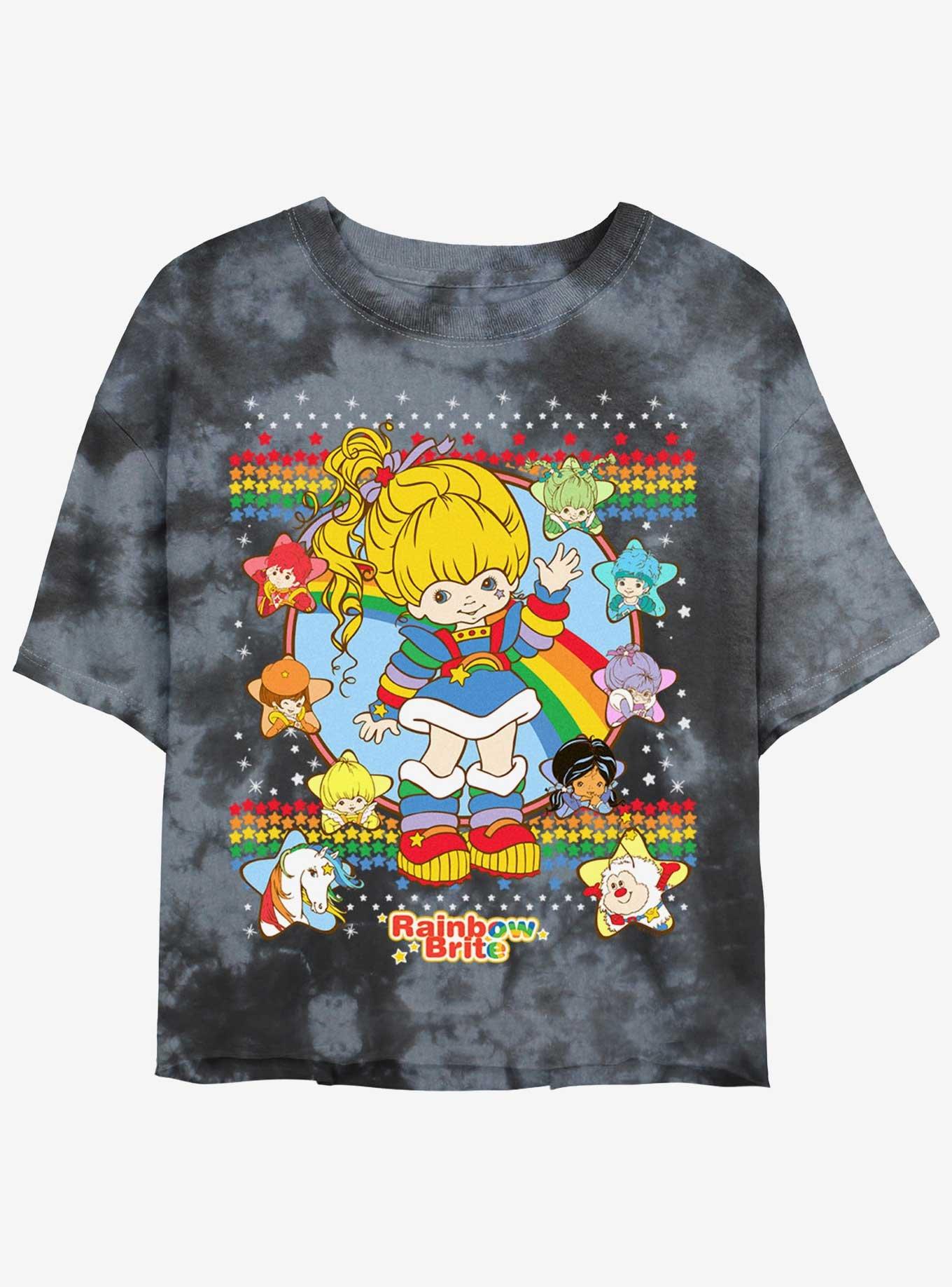 Rainbow Brite Sweater Rainbows Tie-Dye Girls Crop T-Shirt, , hi-res