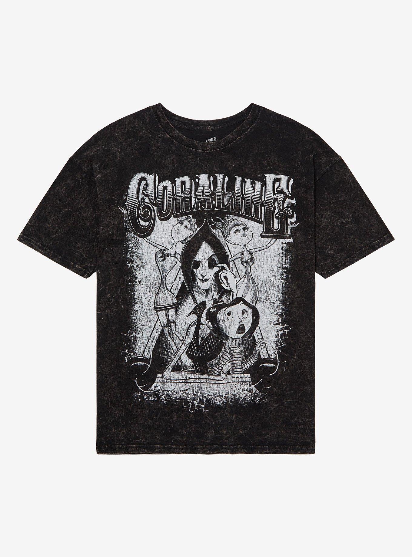 Coraline Other Mother Black & White Mineral Wash T-Shirt, , hi-res