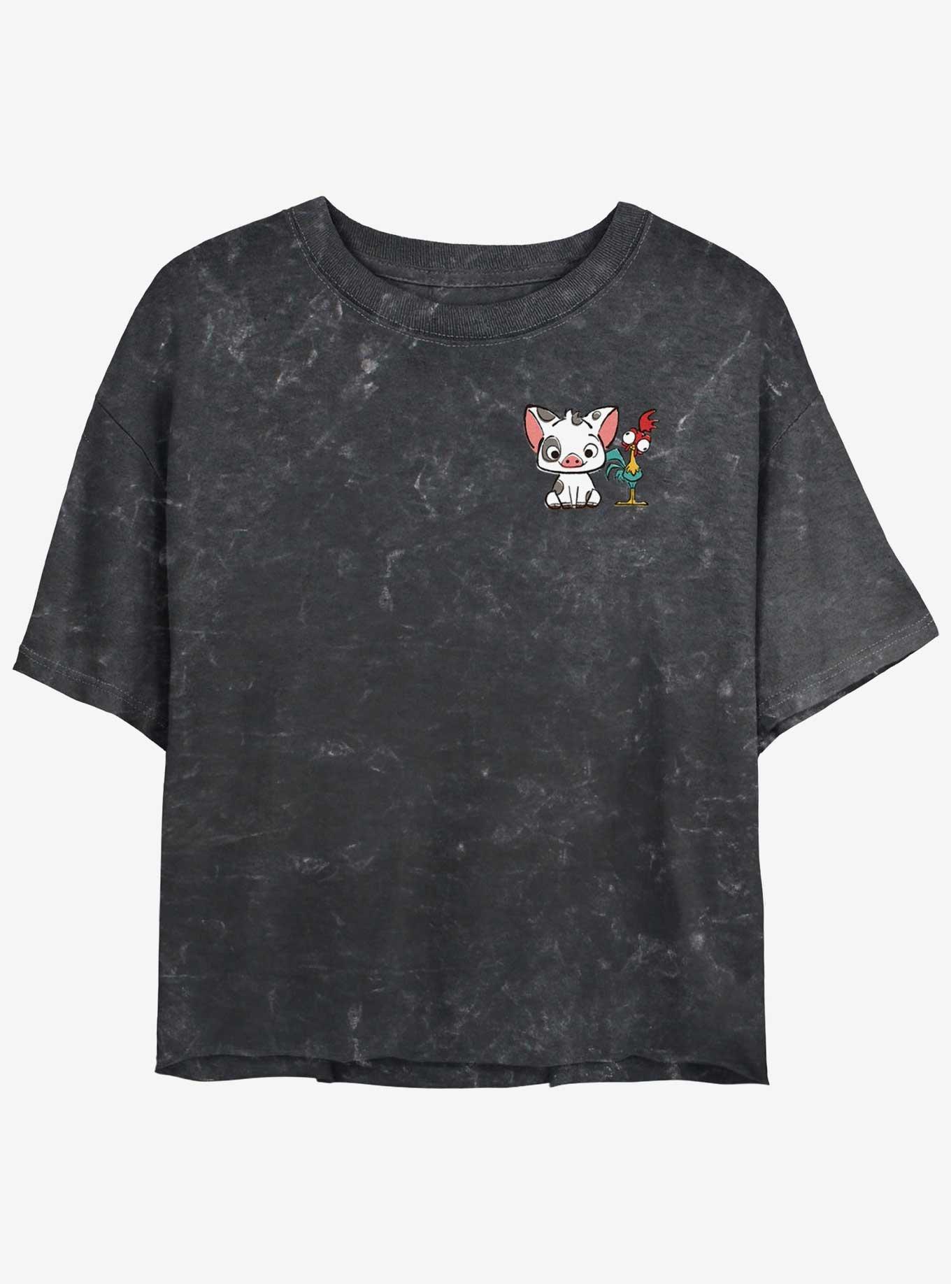 Disney Moana Pua and Hei Hei Pals Pocket Womens Mineral Wash Crop T-Shirt, , hi-res