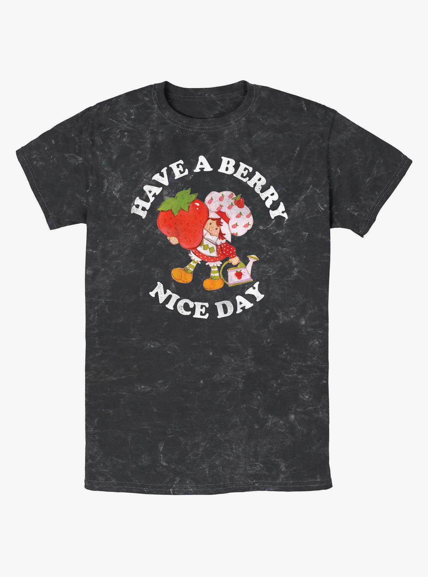 Strawberry Shortcake Have A Berry Nice Day Mineral Wash T-Shirt, BLACK, hi-res