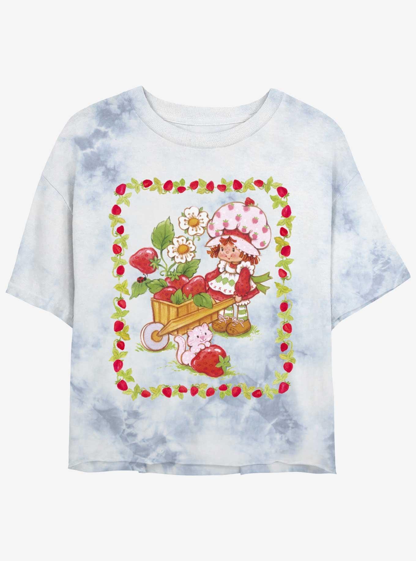 Strawberry Shortcake Wagon Of Berries Womens Tie-Dye Crop T-Shirt, WHITEBLUE, hi-res