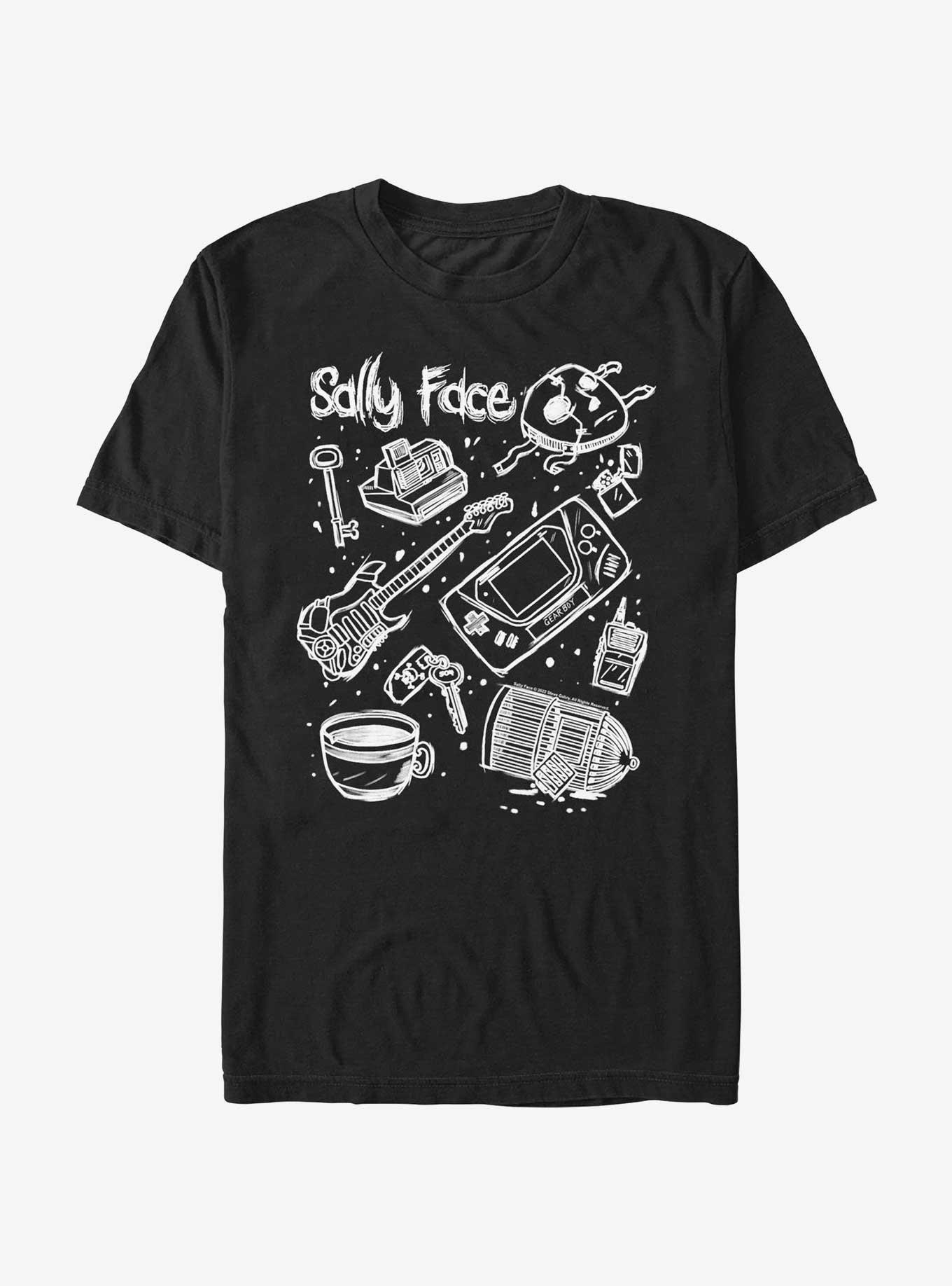 Sally Face Doodles T-Shirt, BLACK, hi-res