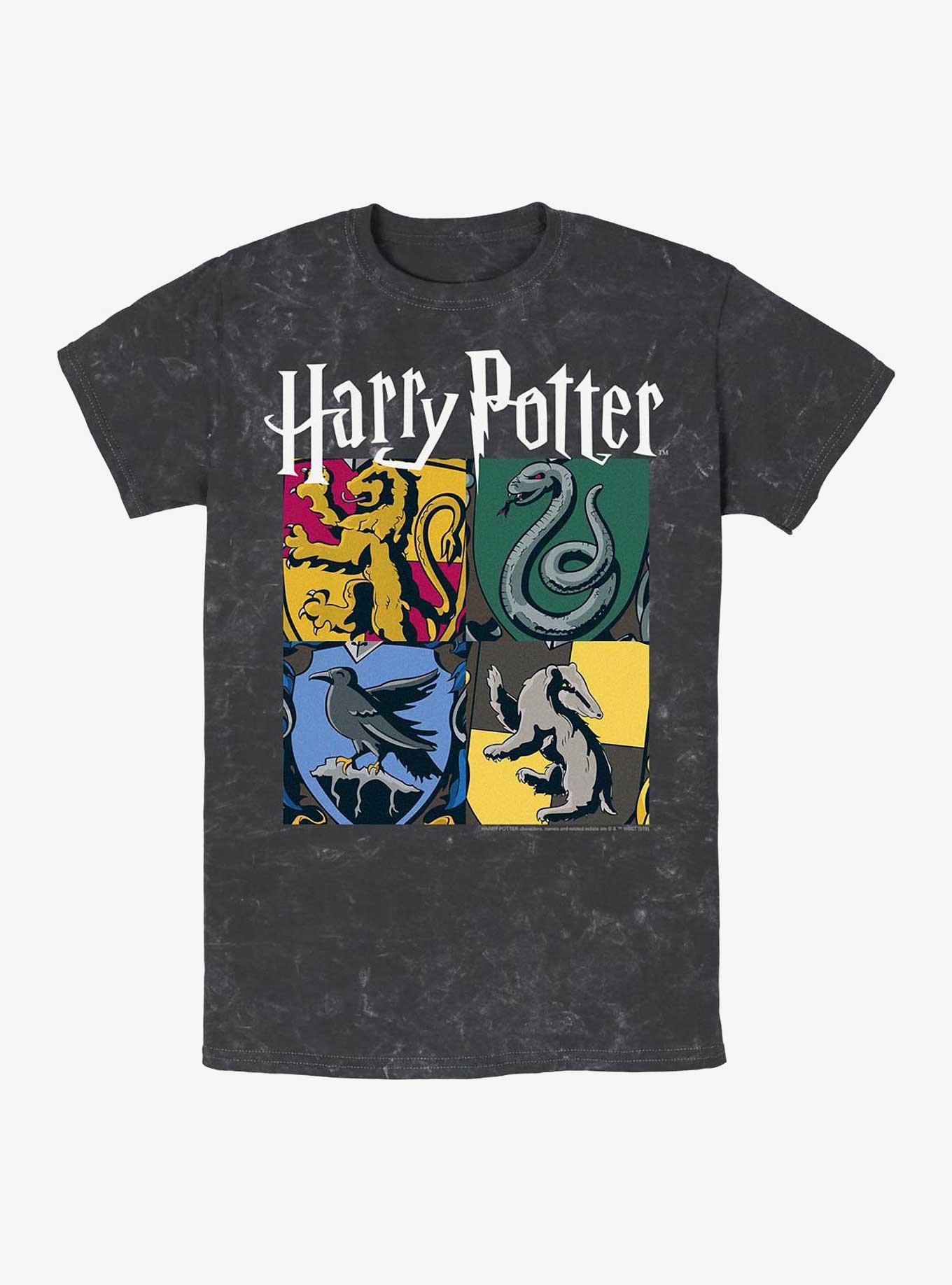 Harry Potter All Hogwarts Houses Mineral Wash T-Shirt, BLACK, hi-res