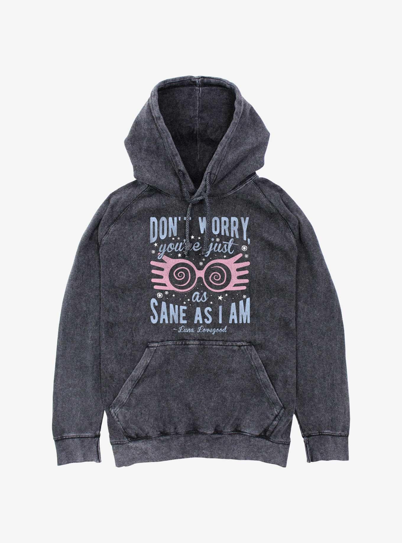 Harry Potter Just As Sane As Luna Mineral Wash Hoodie BLACK BoxLunch