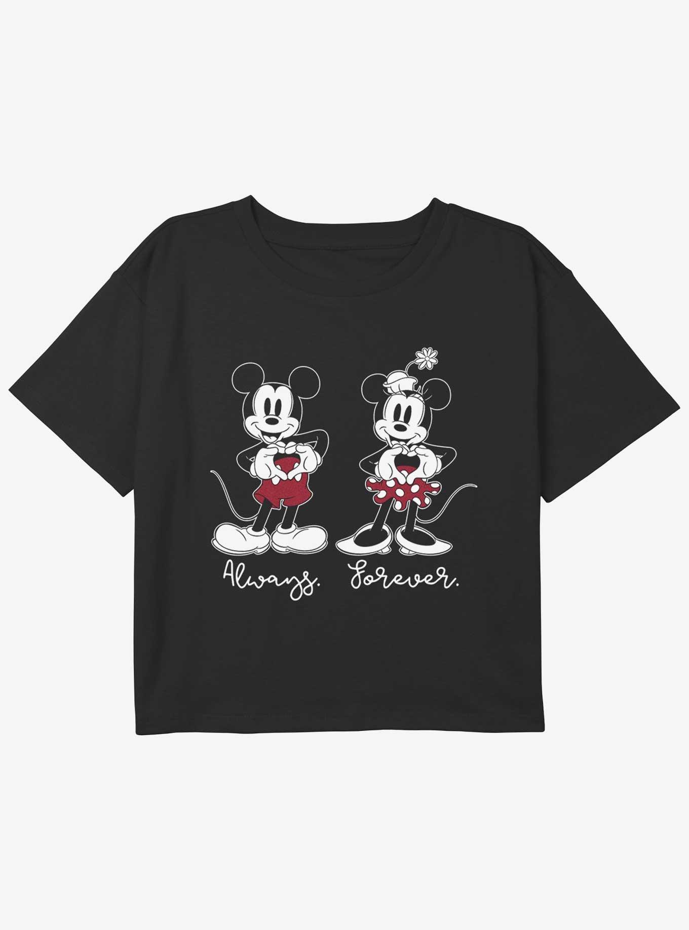 Disney Mickey Mouse Always Forever Youth Girls Boxy Crop T-Shirt, BLACK, hi-res