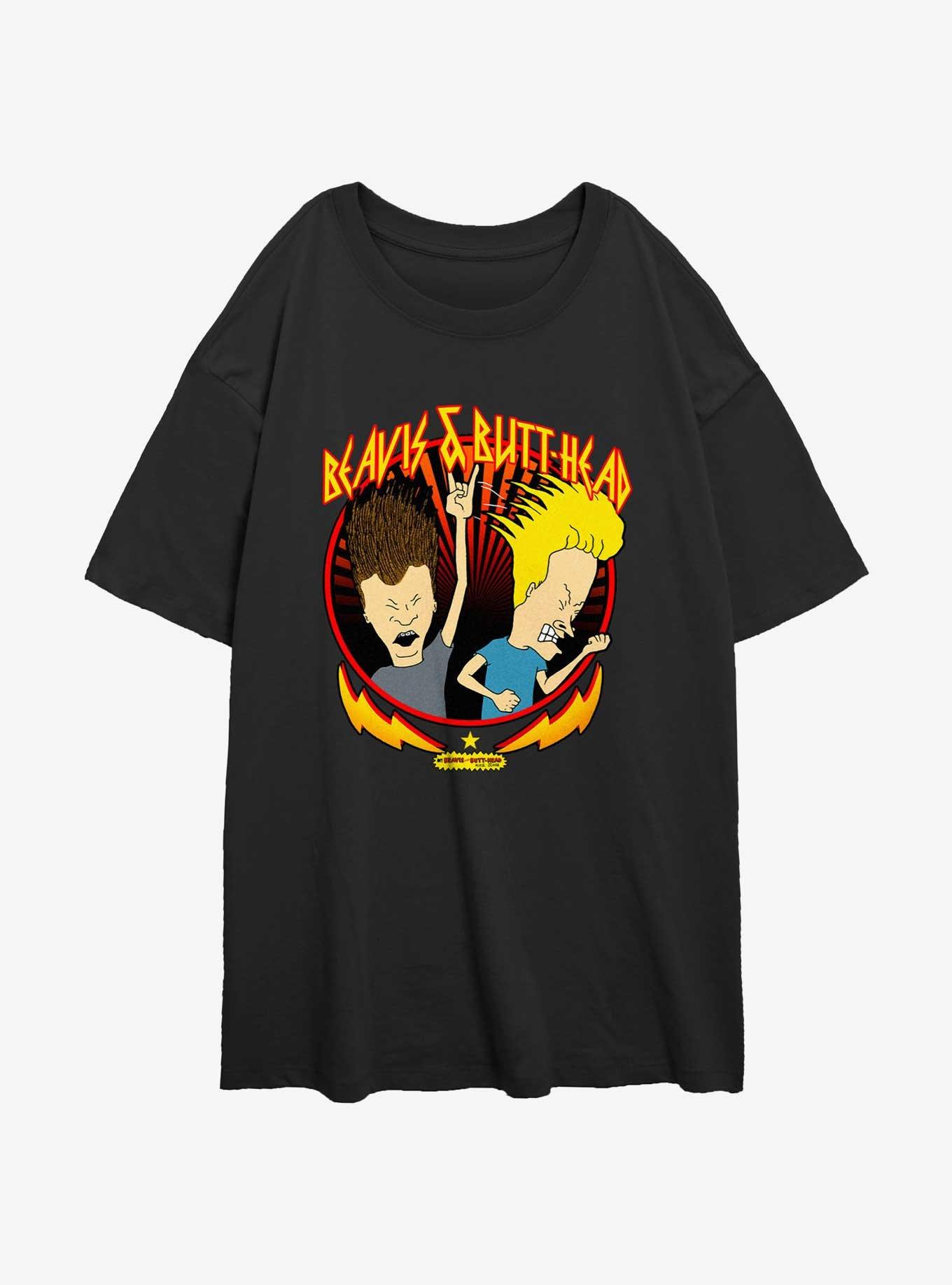 Beavis and Butt-Head Rock Heads Womens Oversized T-Shirt, BLACK, hi-res