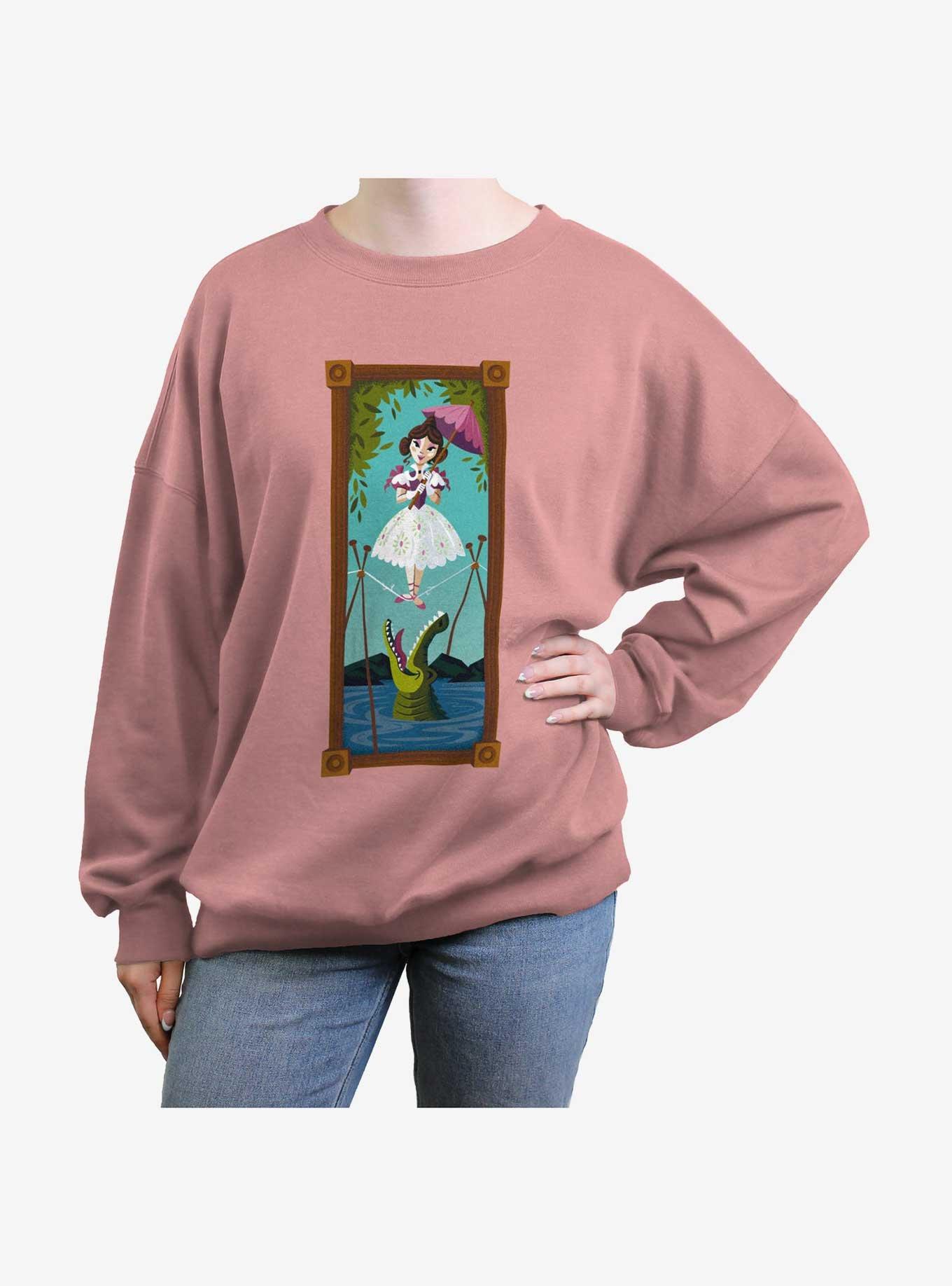 Disney The Haunted Mansion Sally Slater Tightrope Walker Portrait Womens Oversized Sweatshirt BoxLunch Web Exclusive, DESERTPNK, hi-res