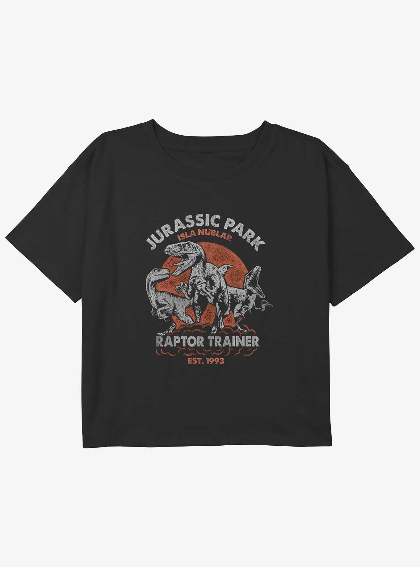 Jurassic Park Raptor Trainer Youth Girls Boxy Crop T-Shirt, BLACK, hi-res