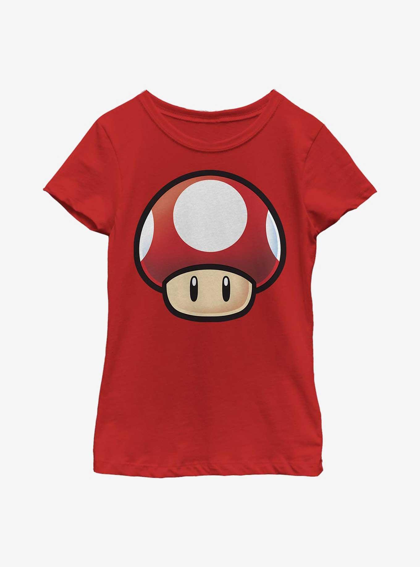 Nintendo Mario Red Mushroom Youth Girls T-Shirt, RED, hi-res